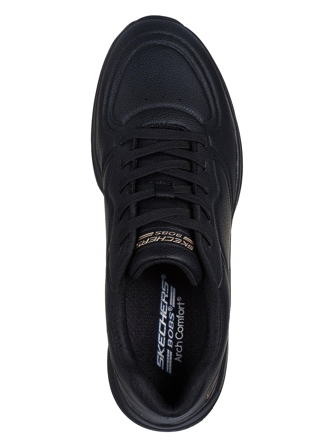  image of skechers-bobs-arch-comfort-pu-speckled-lace-up-trainer-black