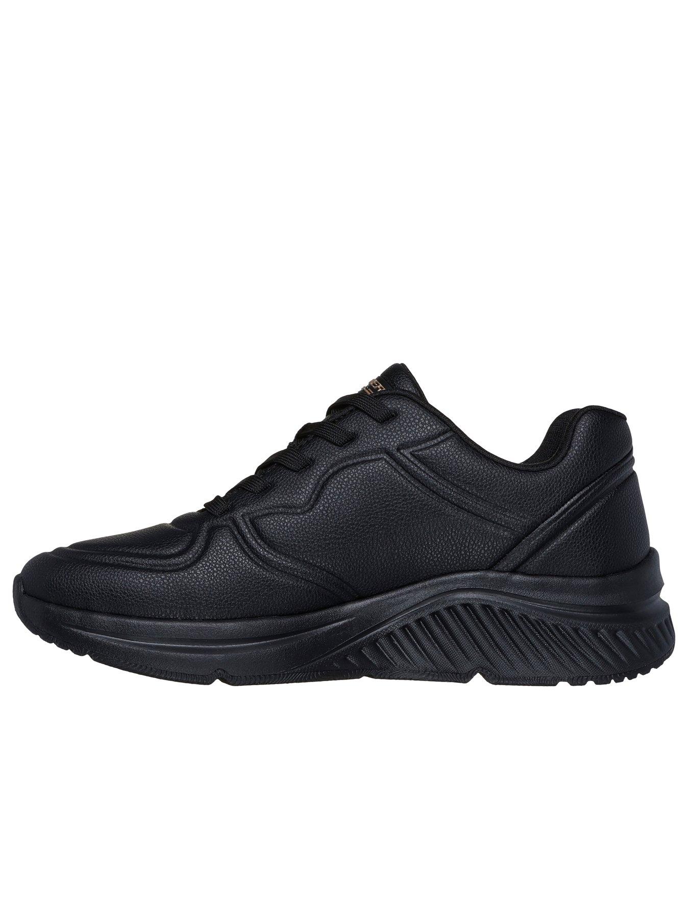  image of skechers-bobs-arch-comfort-pu-speckled-lace-up-trainer-black