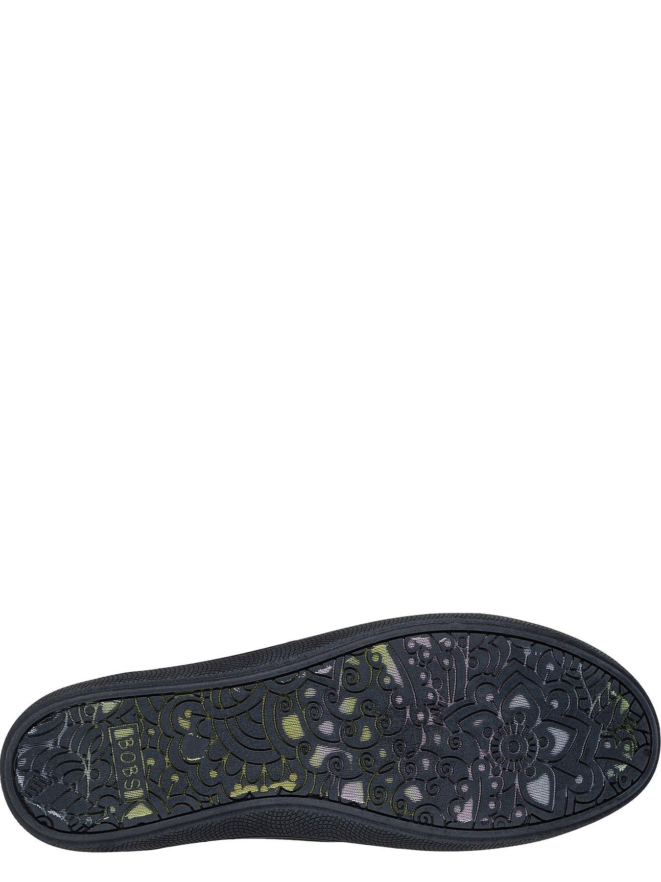  image of skechers-bobs-b-cute-slip-on-faux-lace-trainer-black-canvas-trim