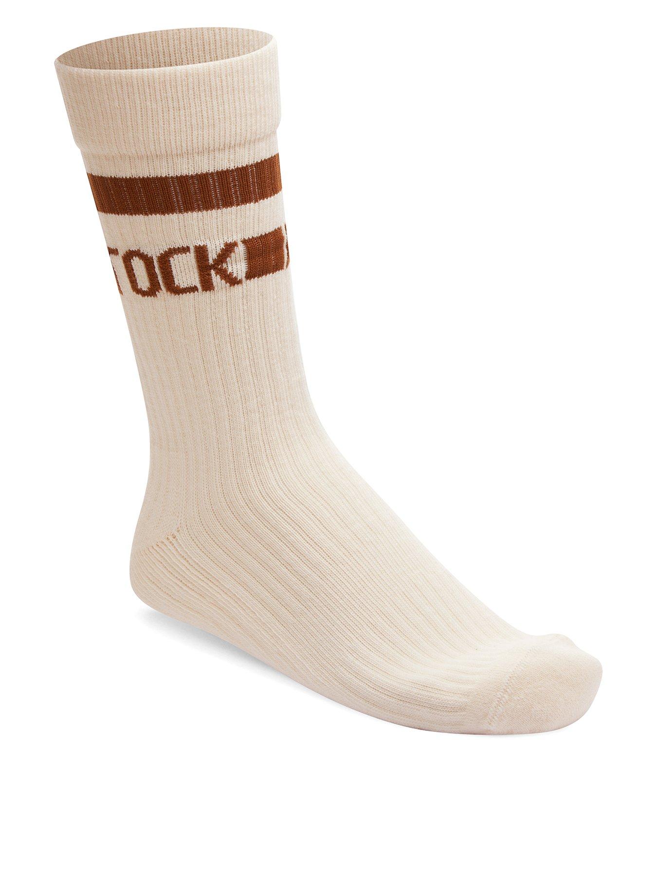 undefined Cotton Crew Stripe Sock - Cream - Natural