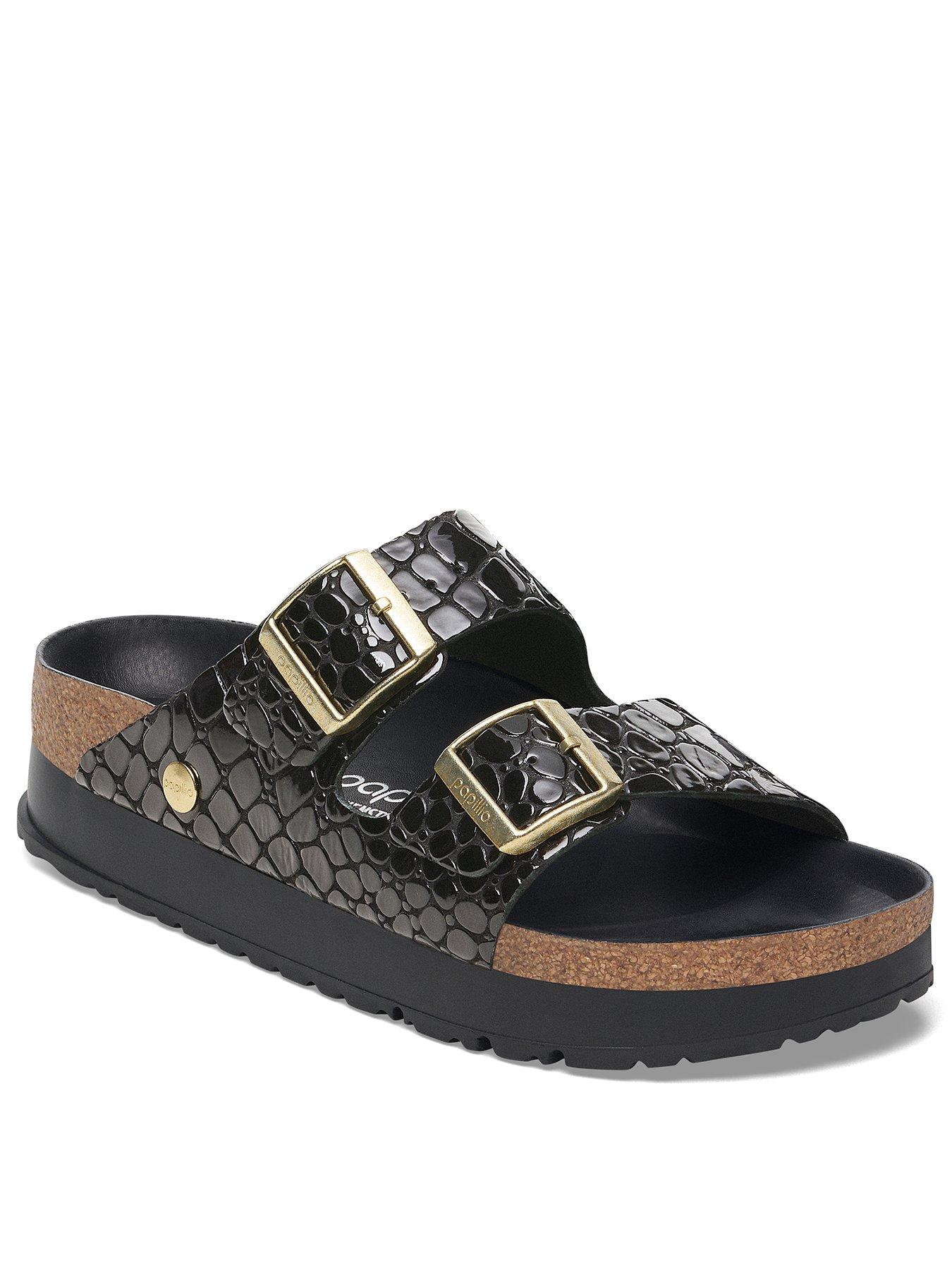Image 2 of 3 of Birkenstock Arizona Flex Platform Shiny Croc Sandal - Black