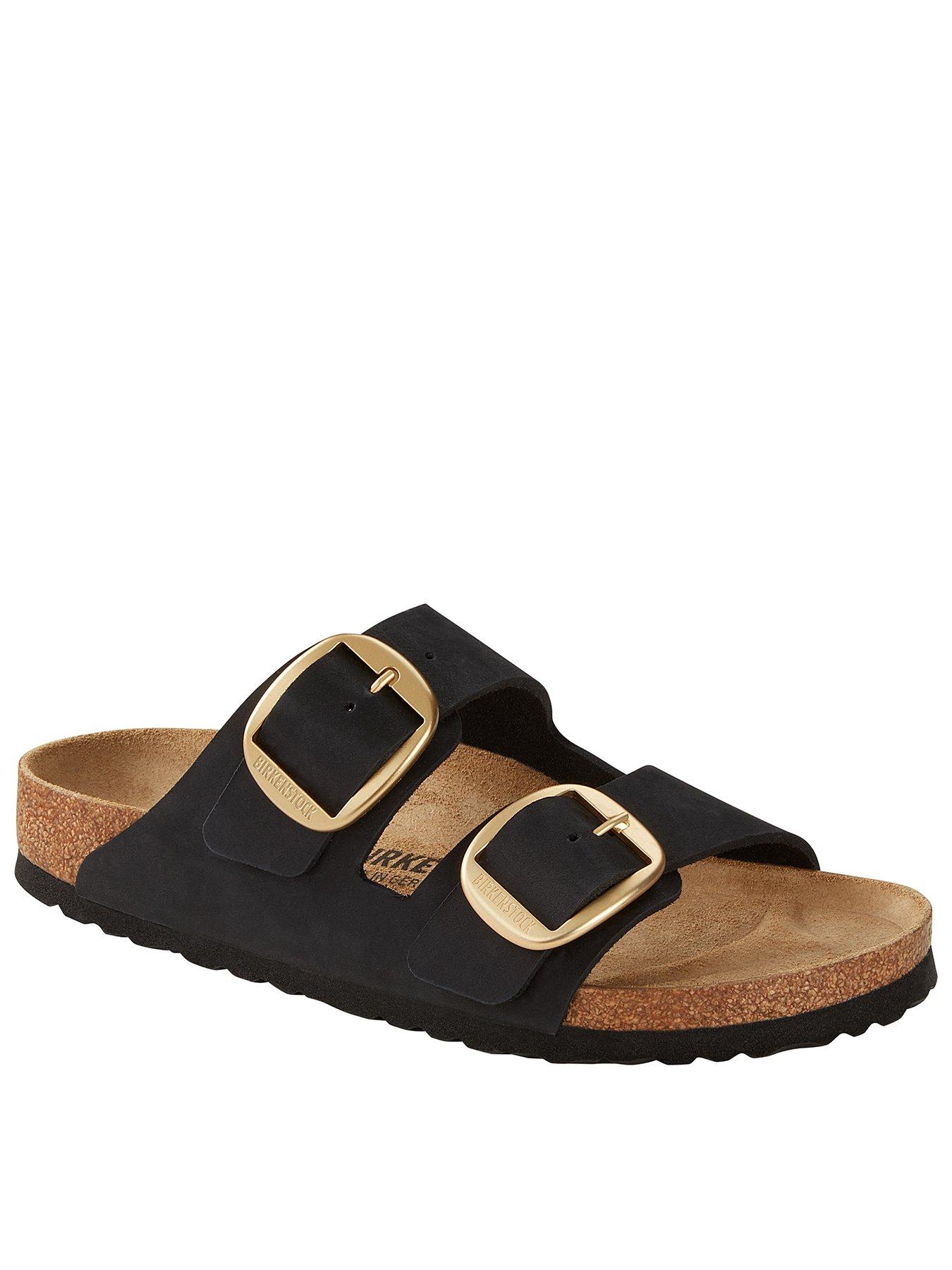  image of birkenstock-arizona-big-buckle-nubuck-sandals-black