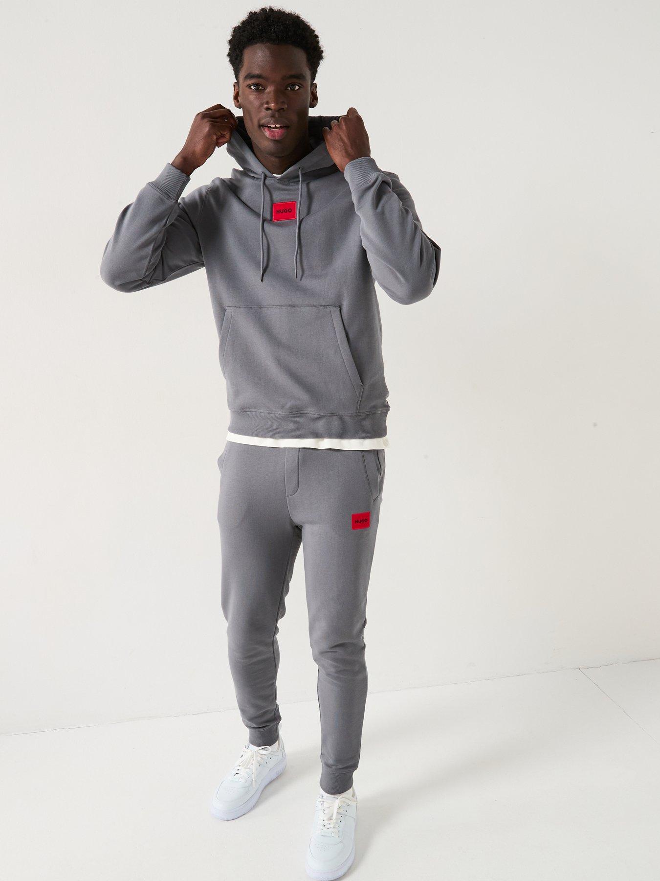  image of hugo-doak212-red-patch-logo-cuff-joggers-grey