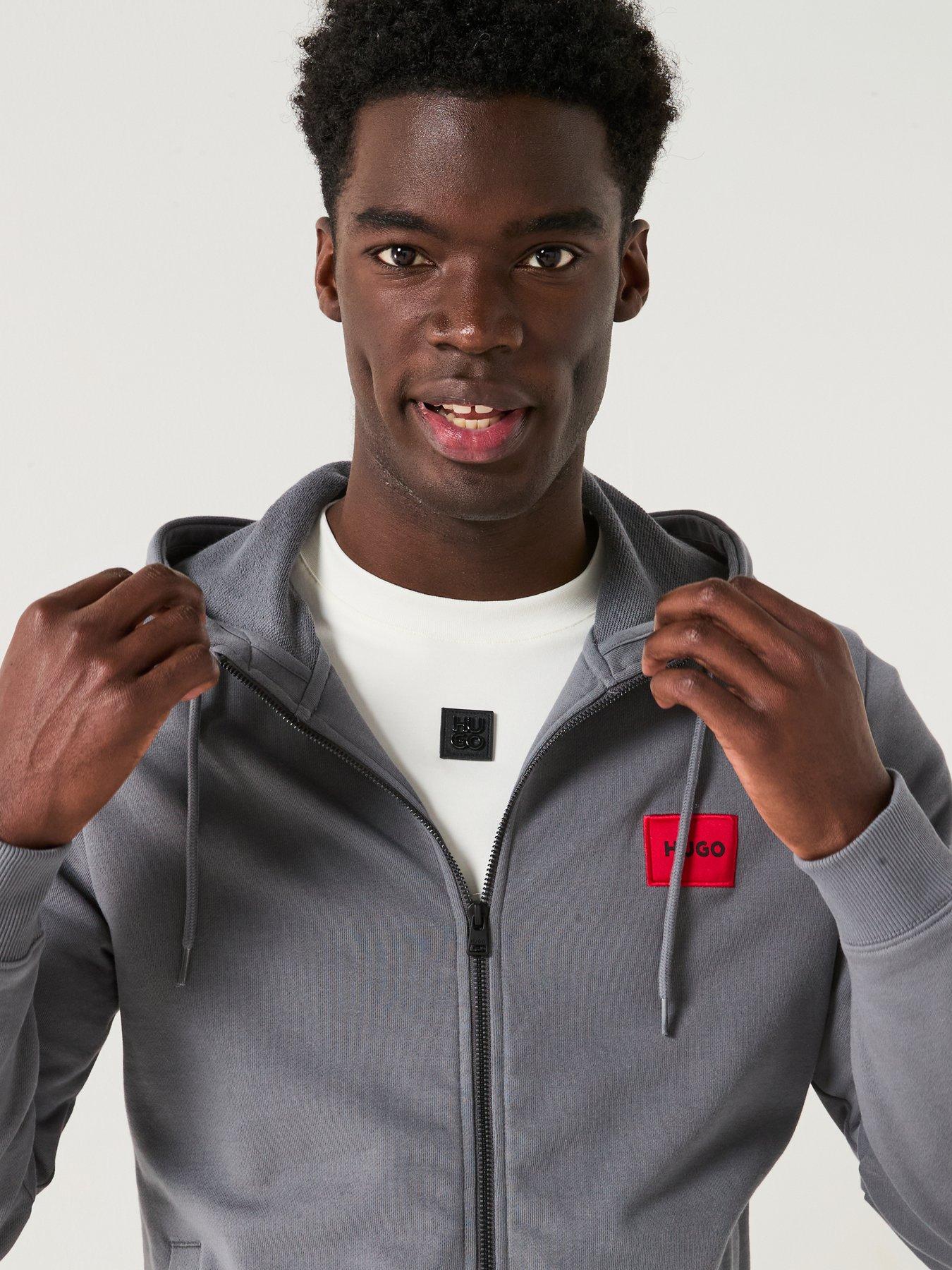  image of hugo-doak212-red-patch-logo-cuff-joggers-grey