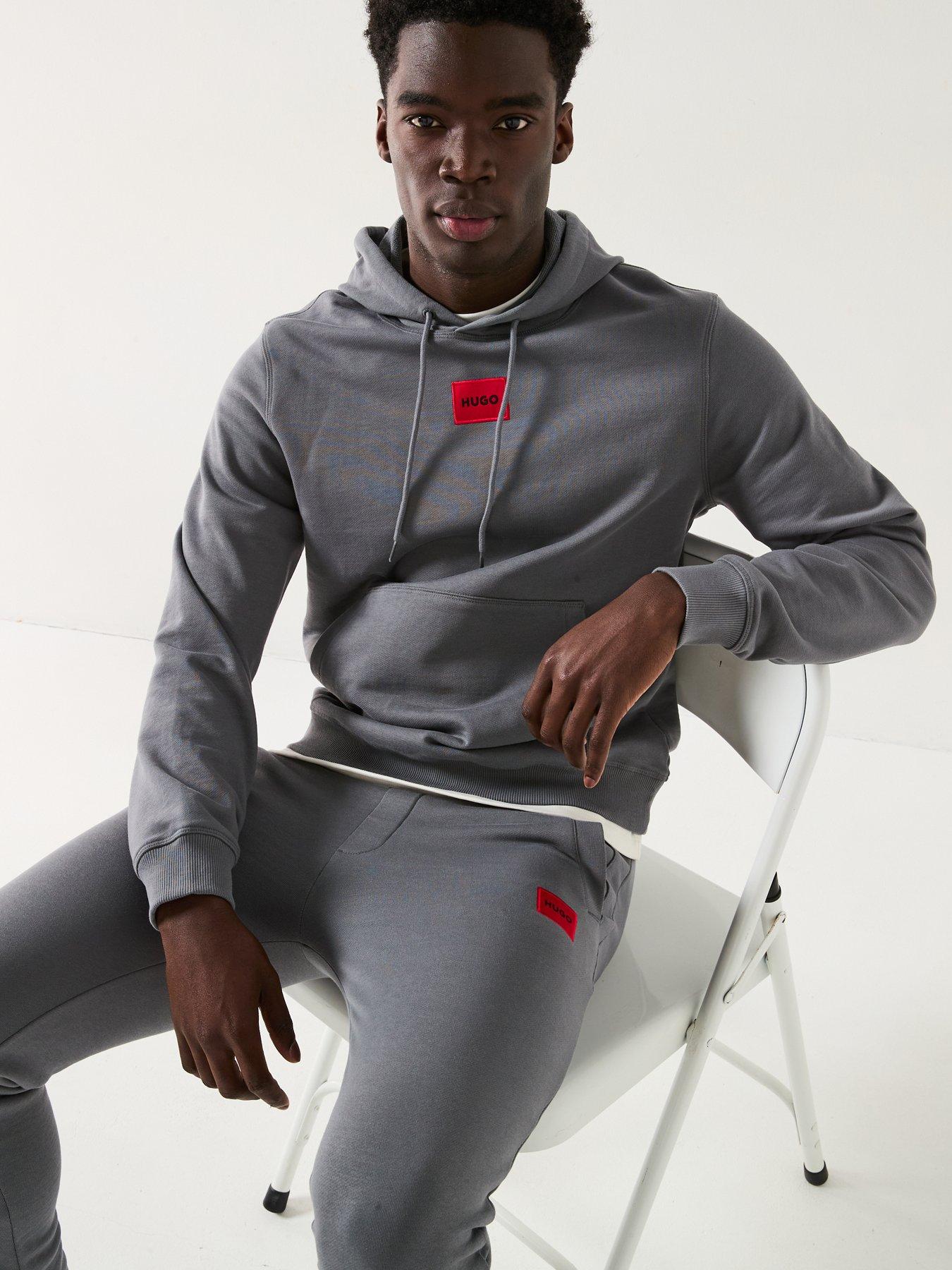  image of hugo-doak212-red-patch-logo-cuff-joggers-grey