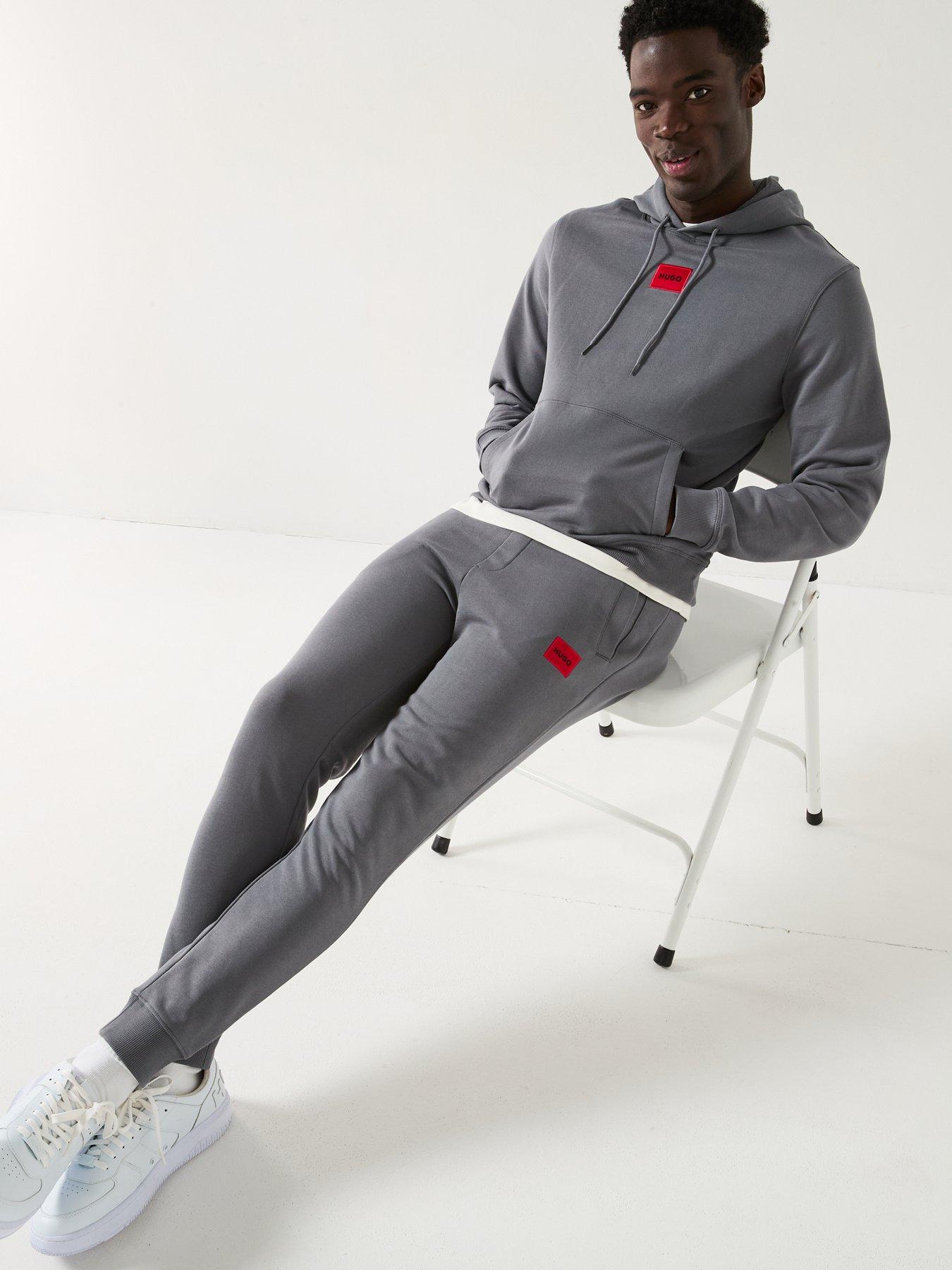  image of hugo-doak212-red-patch-logo-cuff-joggers-grey