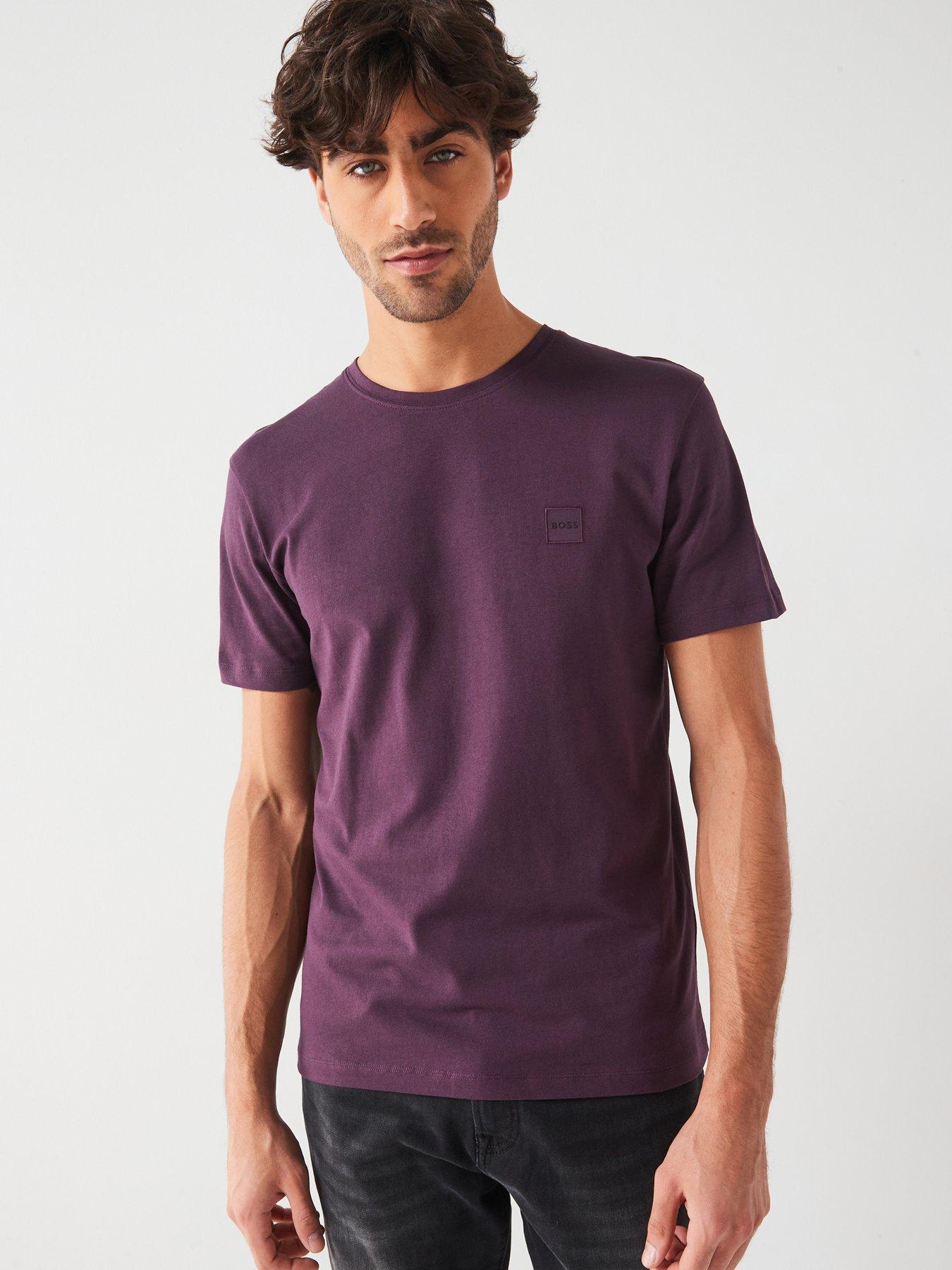  image of boss-tales-relaxed-fit-tonal-patch-logo-t-shirt-purple