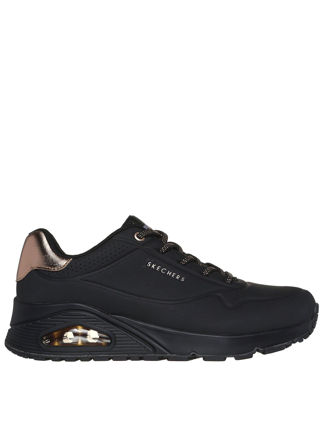  image of skechers-uno-durabuck-slip-on-metallic-trainer-black