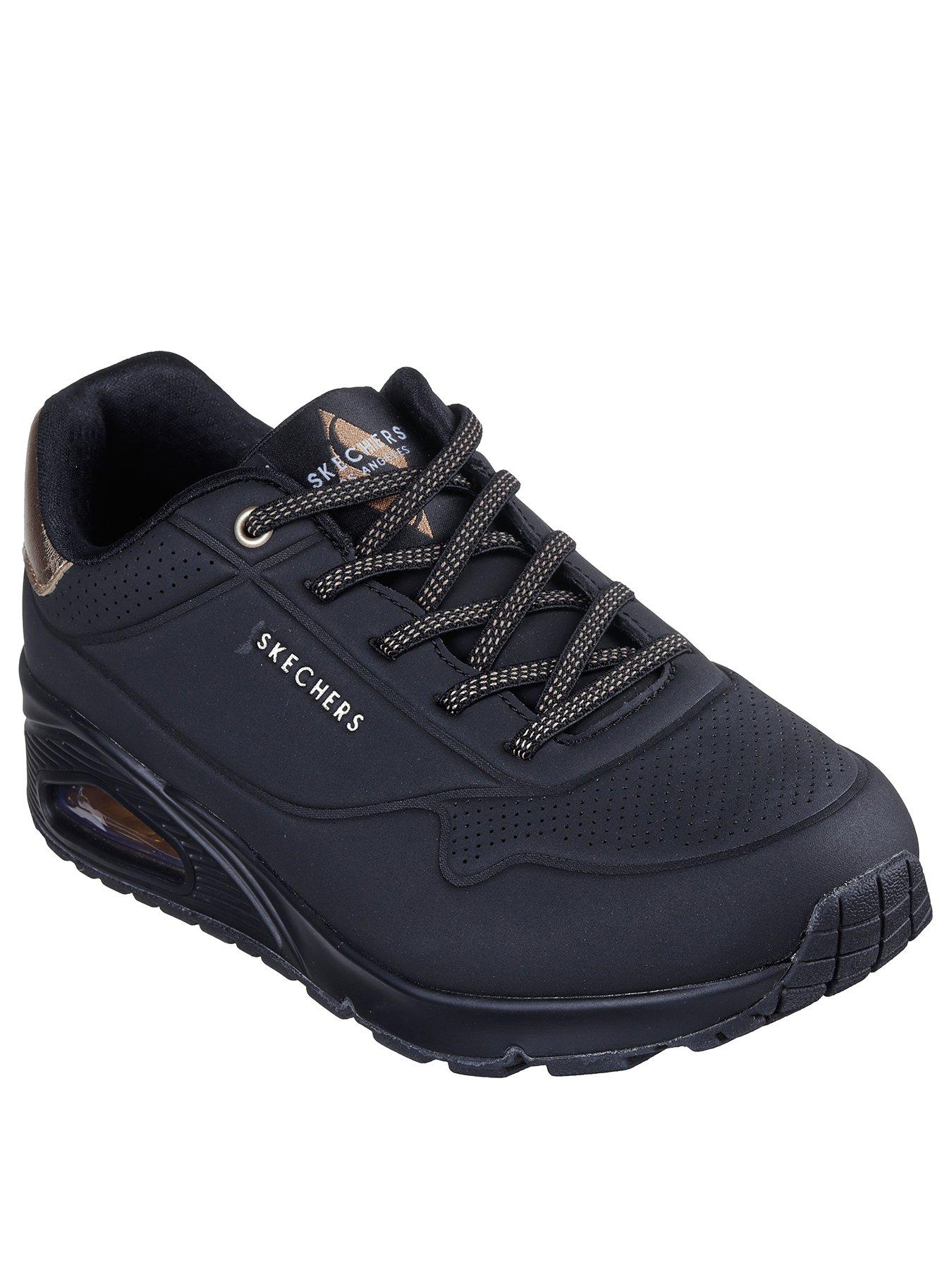 image of skechers-uno-durabuck-slip-on-metallic-trainer-black