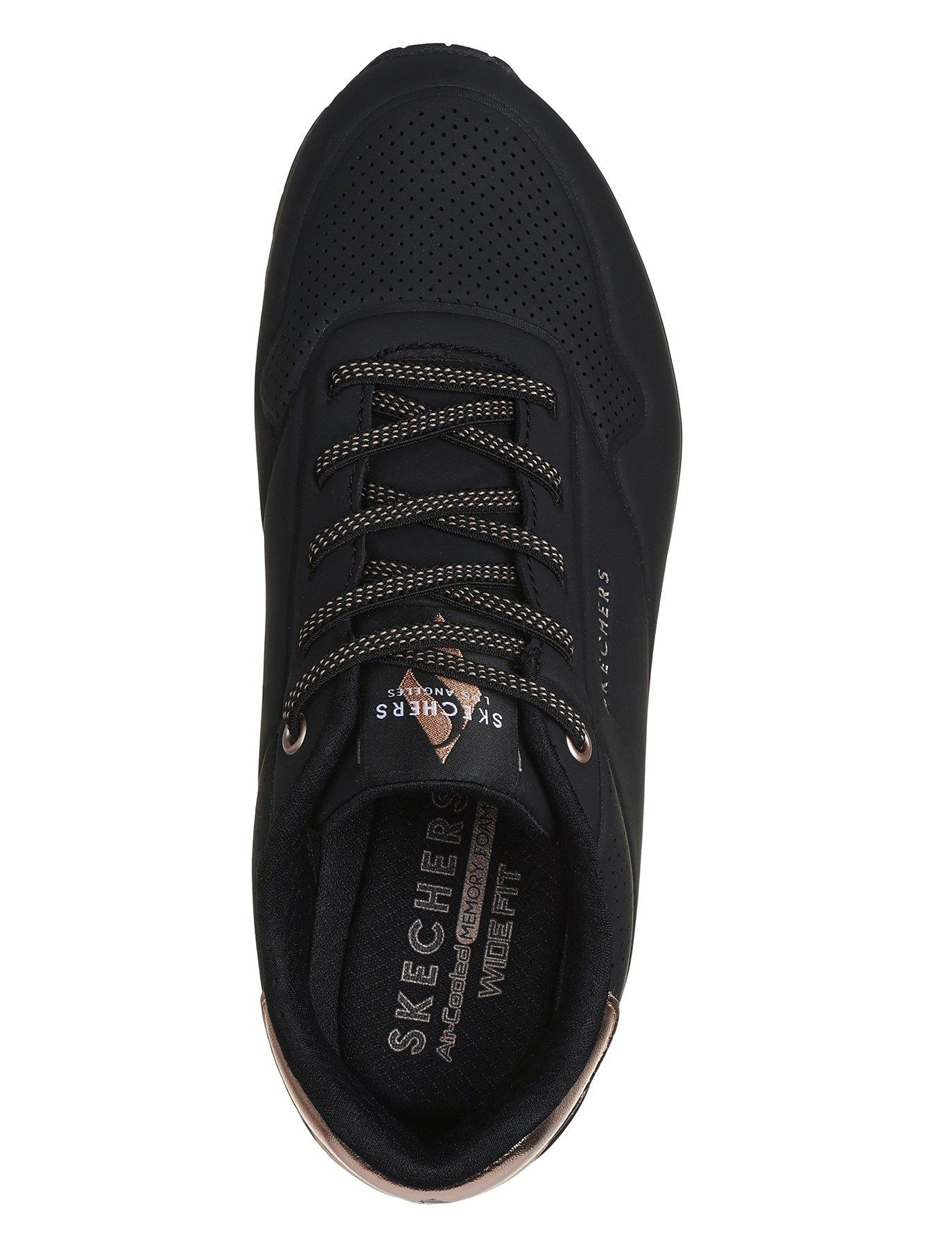 image of skechers-uno-durabuck-slip-on-metallic-trainer-black