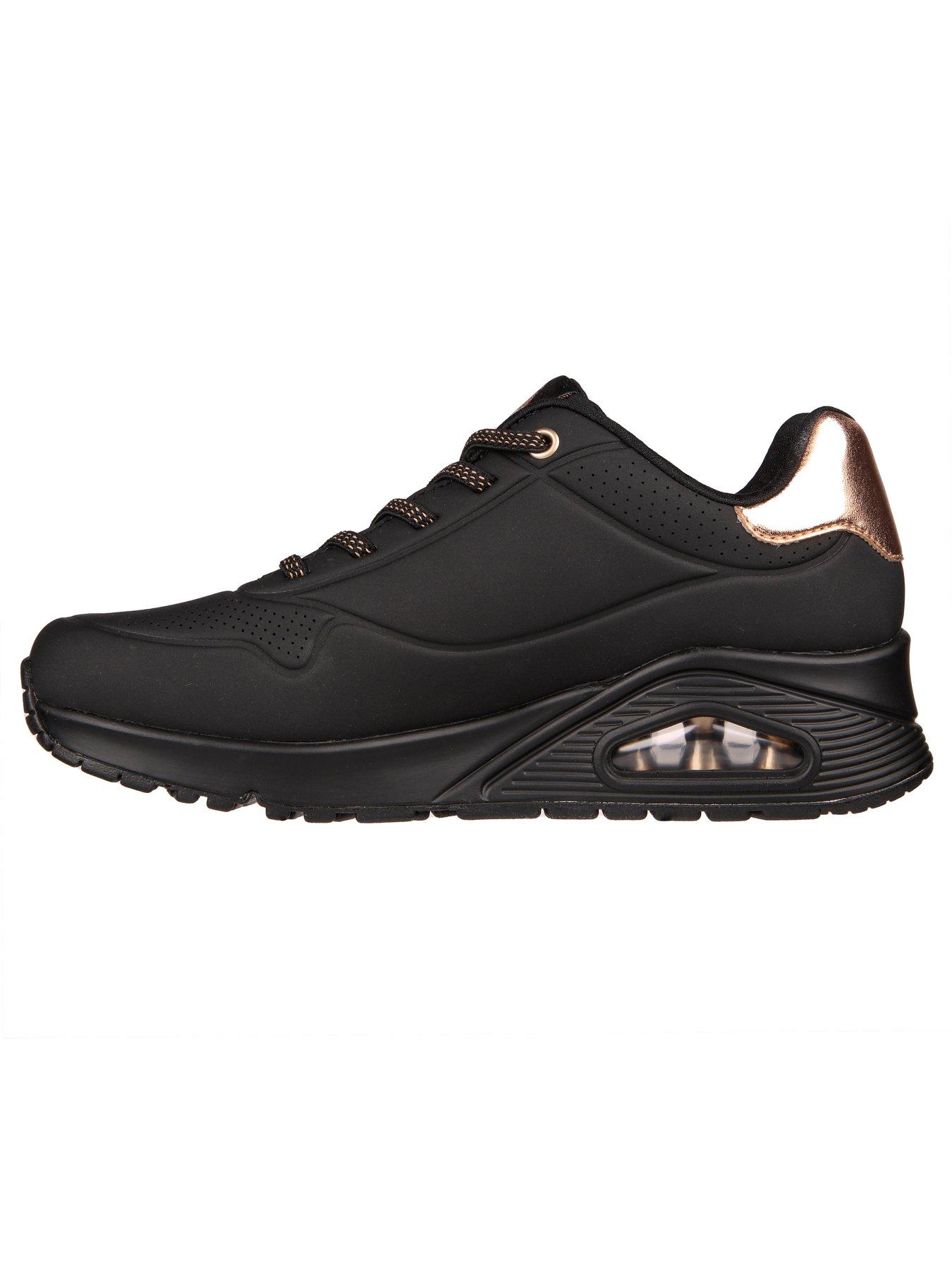 image of skechers-uno-durabuck-slip-on-metallic-trainer-black