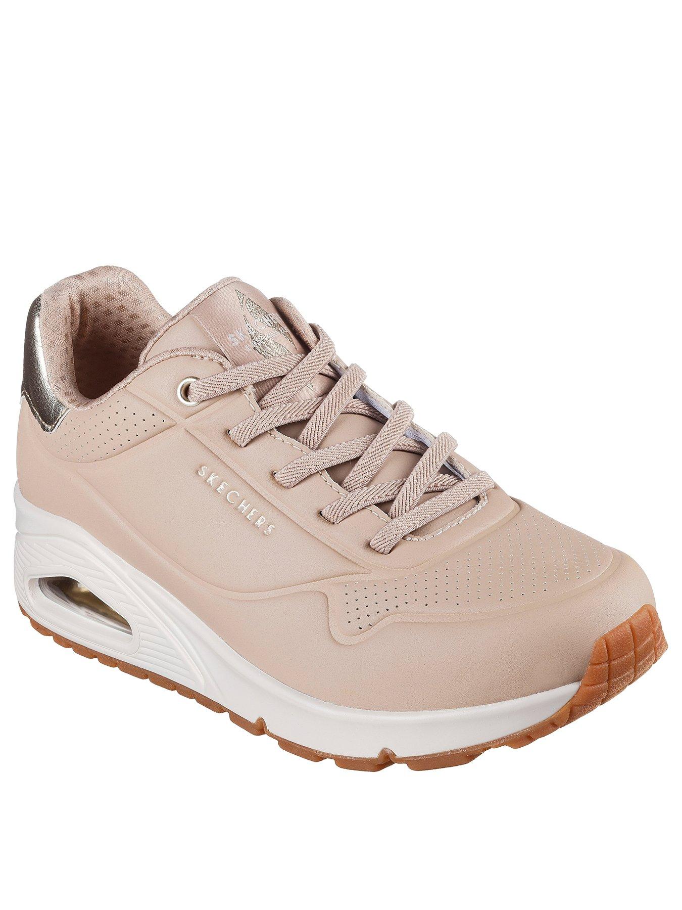  image of skechers-uno-shimmer-away-slip-on-metallic-trainer-pink