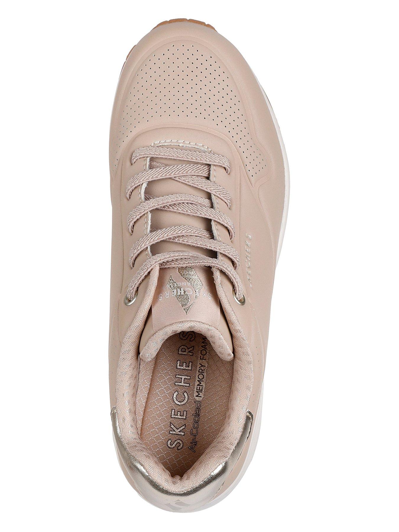  image of skechers-uno-shimmer-away-slip-on-metallic-trainer-pink