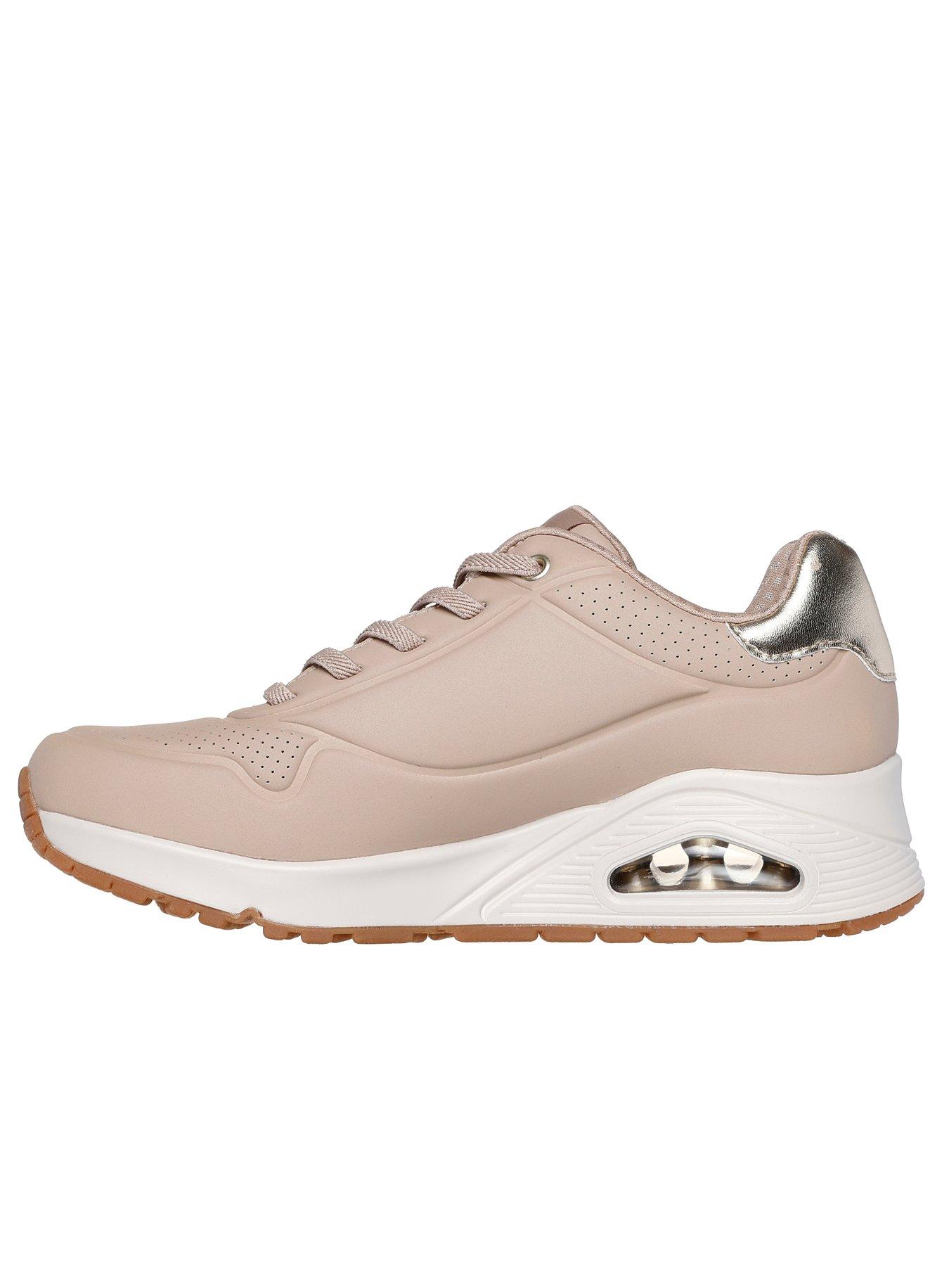 image of skechers-uno-shimmer-away-slip-on-metallic-trainer-pink