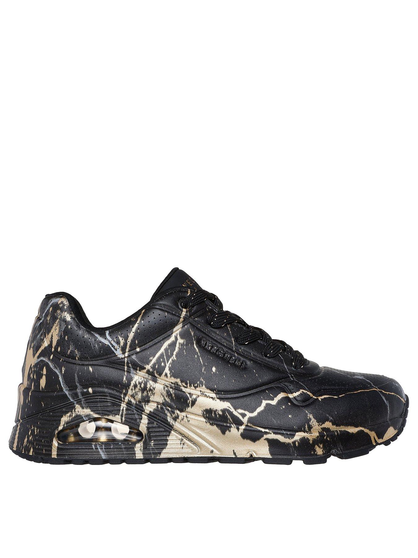 undefined Uno Duraleather Marble Printed Trainer - Black Duraleather