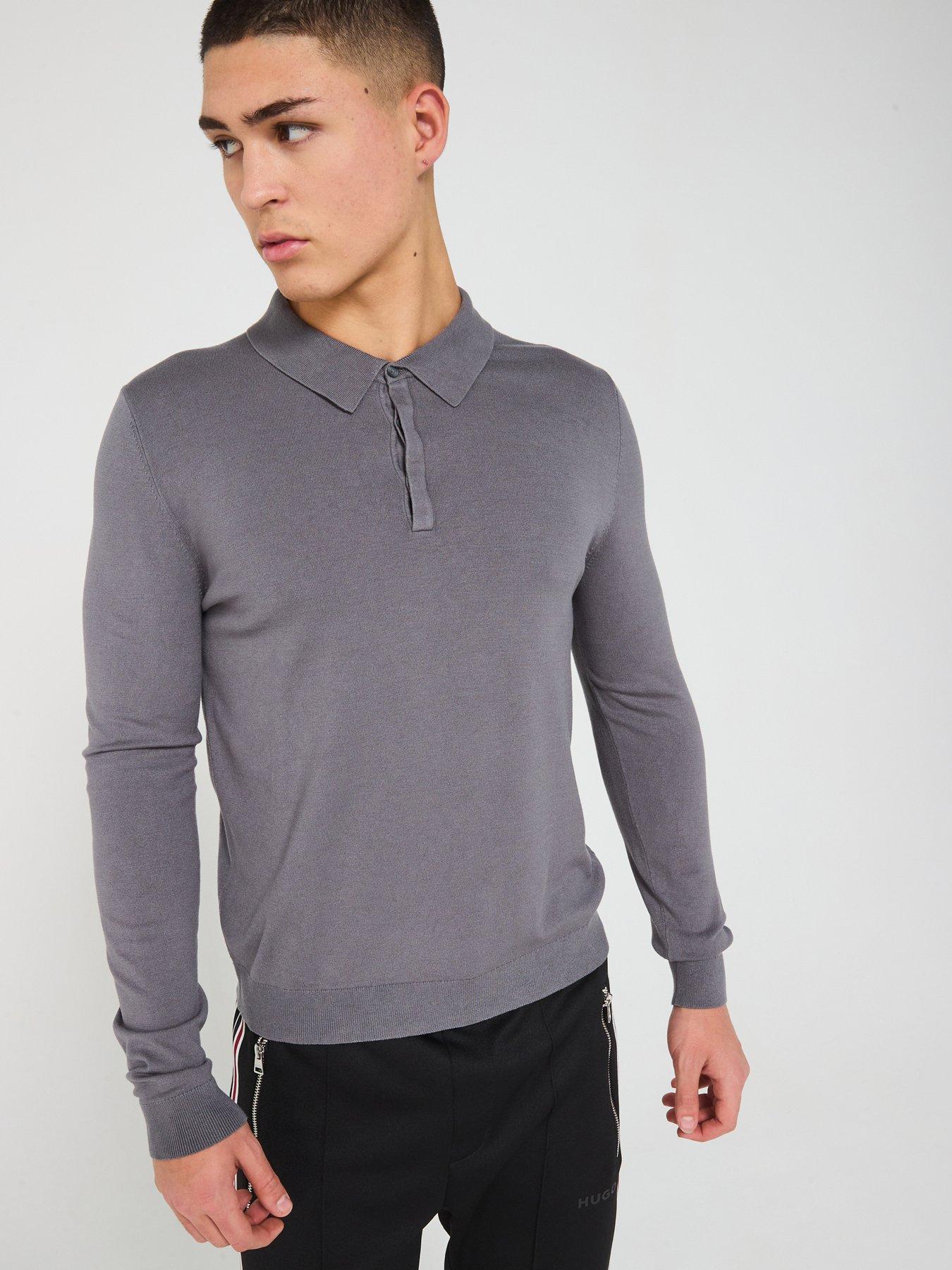undefined San Pippo Slim Fit 1/4 Button Through Knitted Polo - Grey