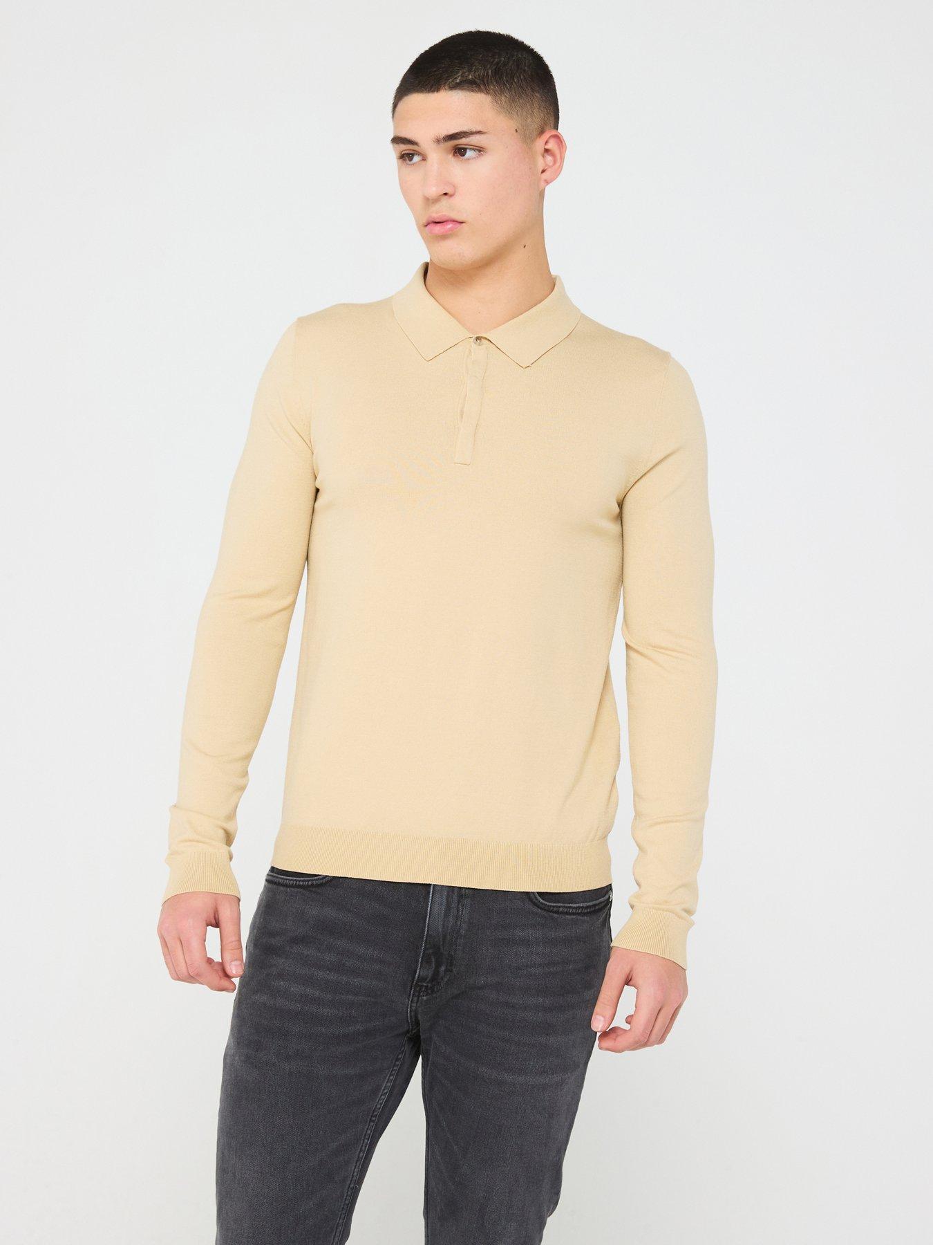 undefined San Pippo-Cv Slim Fit 1/4 Button Through Knitted Polo Jumper - Beige