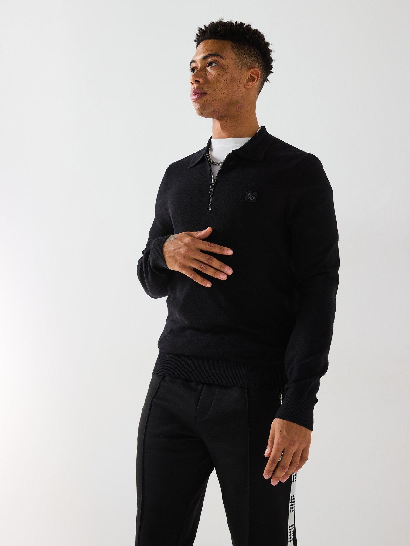 hugo-sastone-regular-fit-nickel-stacked-logo-14-zip-knitted-jumper-black
