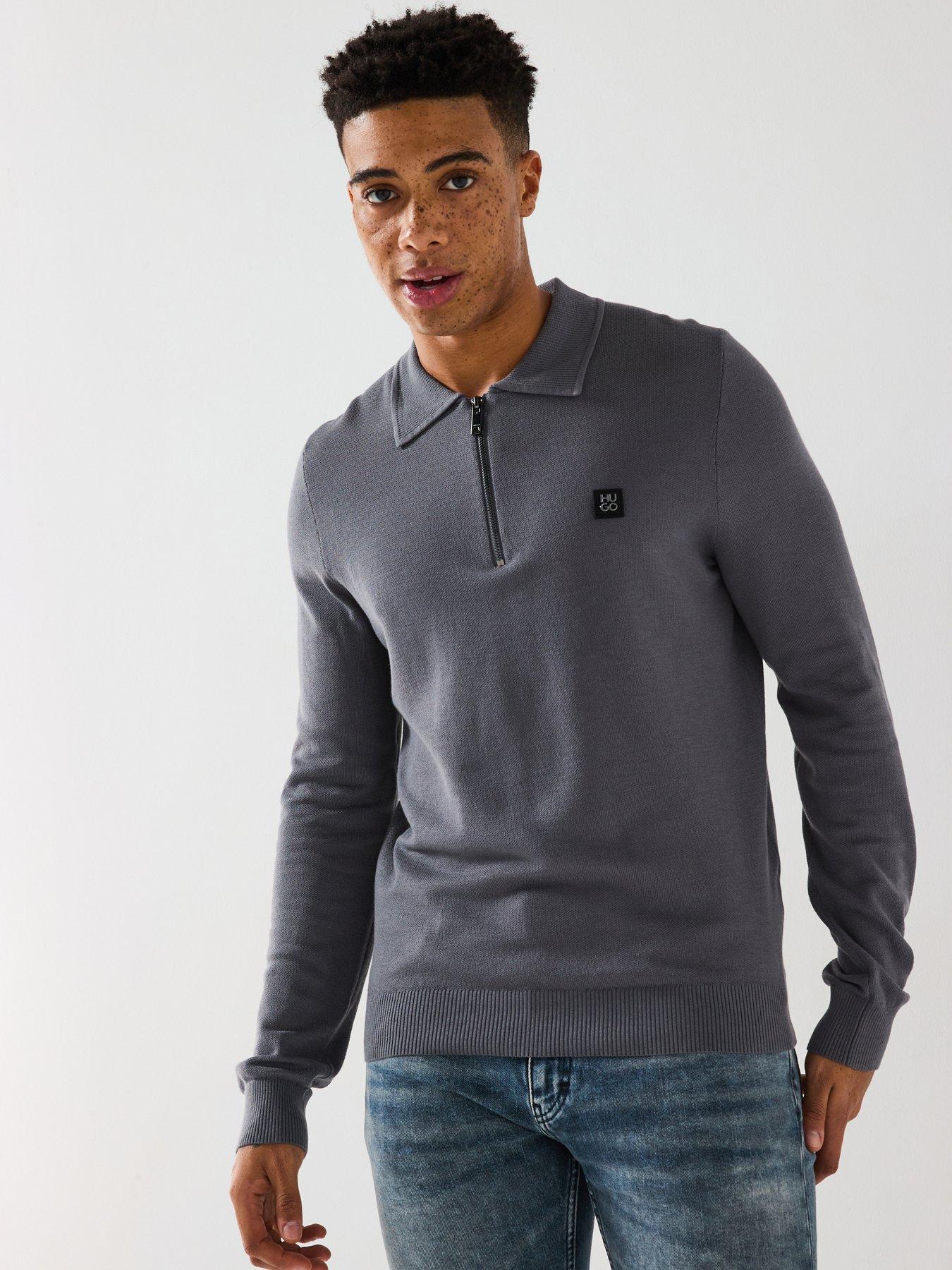 hugo-sastone-14-zip-knitted-jumper-grey