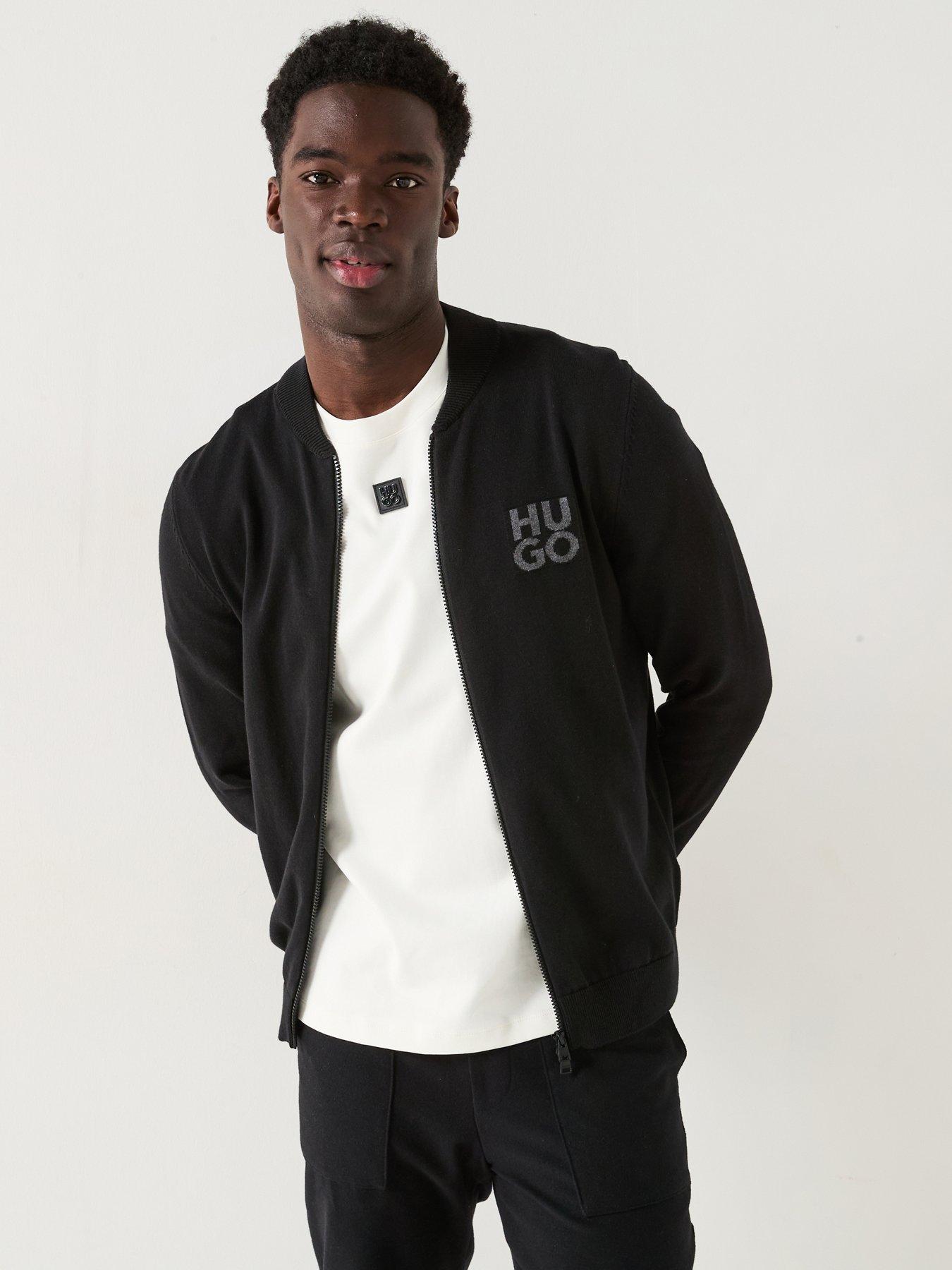 hugo-solouh-regular-fit-stacked-logo-baseball-zip-up-knitted-jumper-black
