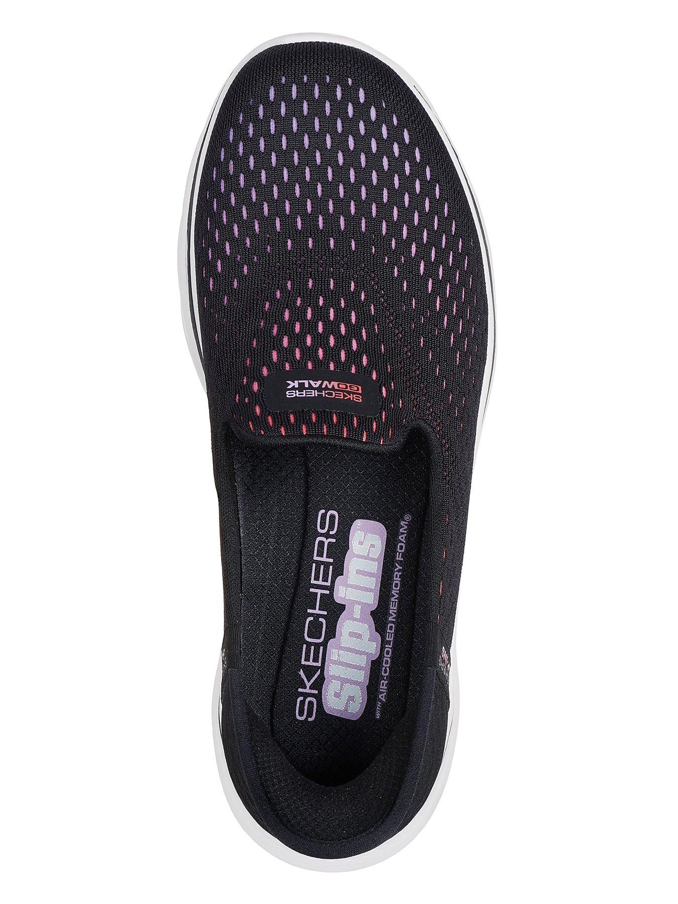  image of skechers-go-walk-7-slip-on-ombre-mesh-trainer-black