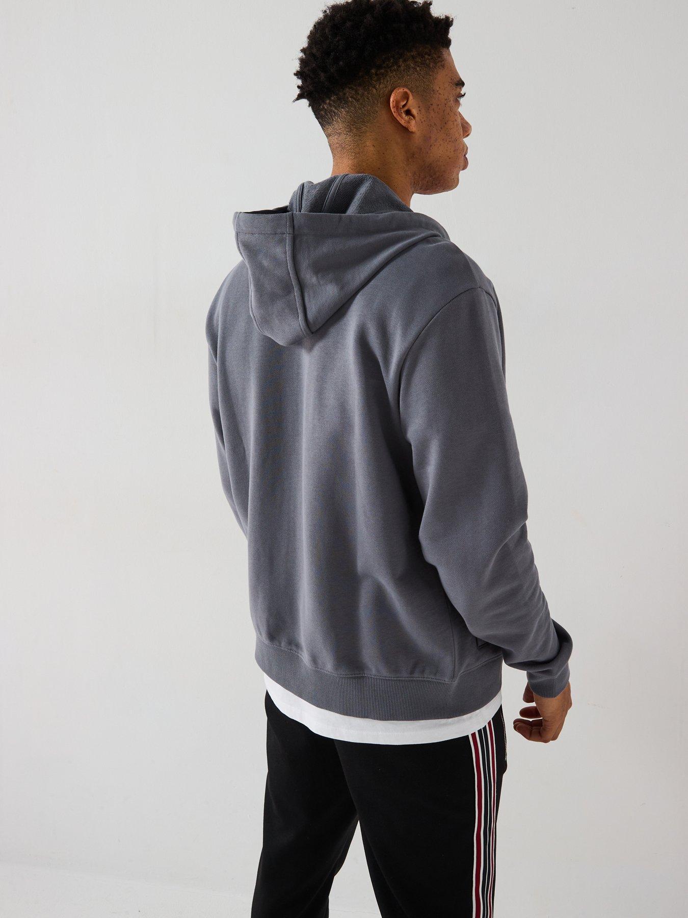  image of hugo-dapple-red-patch-full-zip-hoodie-grey