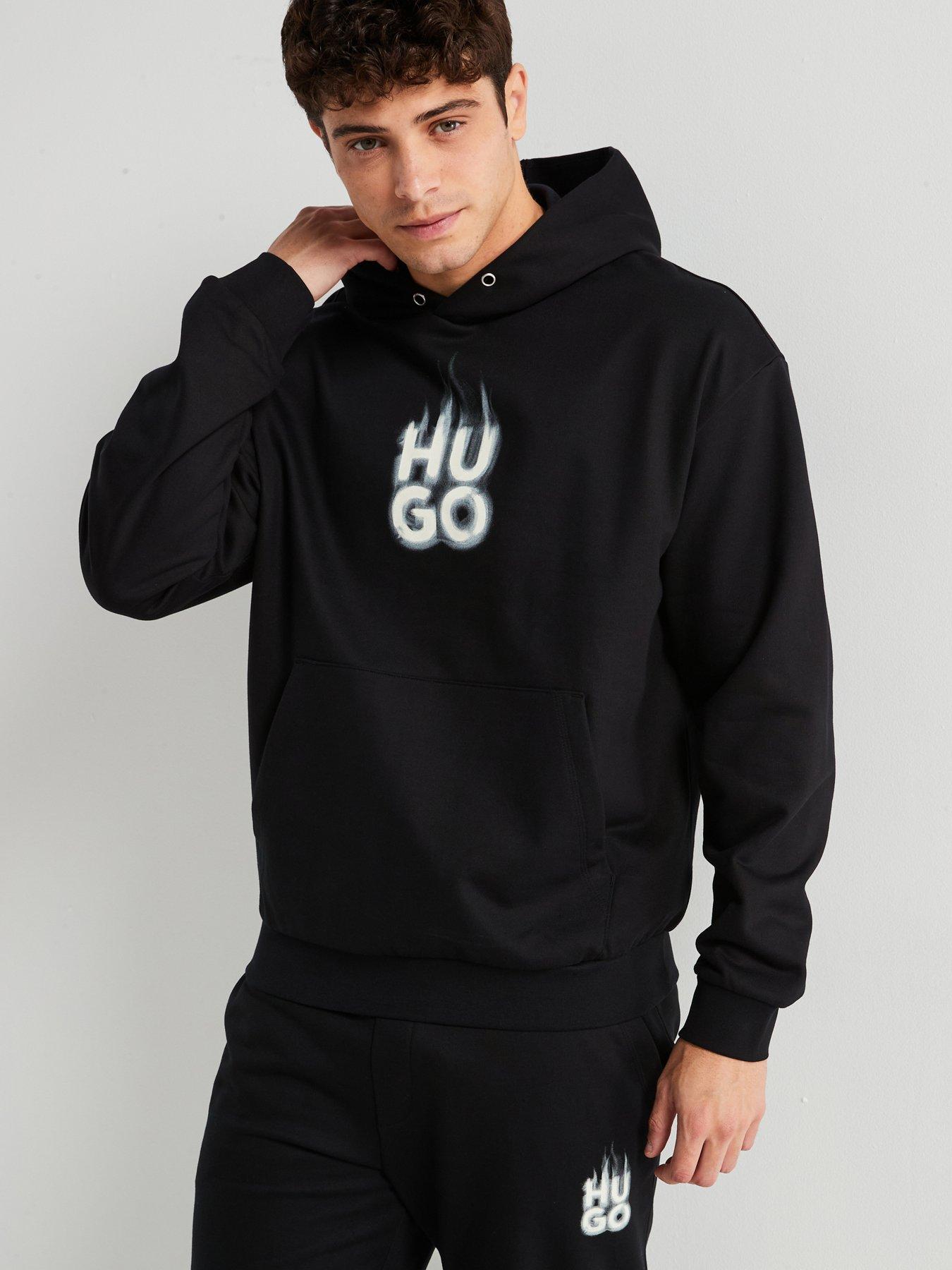 undefined Defnio Relaxed Fit Smoky Logo Overhead Hoodie - Black