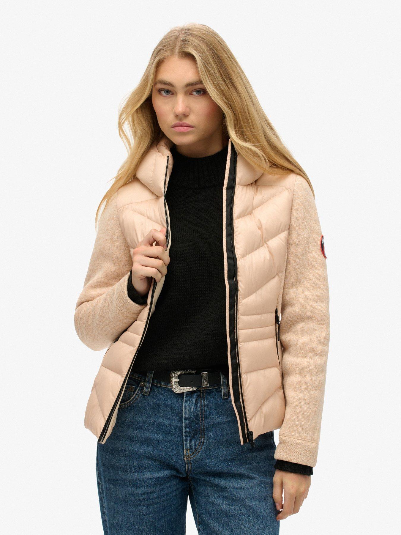 undefined Hooded Storm Knit Hybrid Jacket - Beige