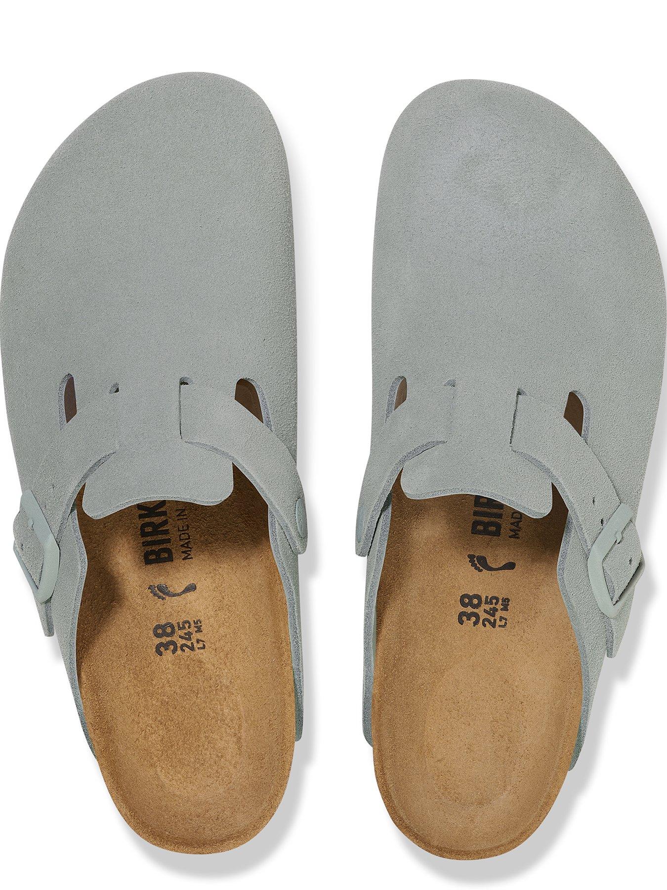  image of birkenstock-boston-suede-clogs-sage-green