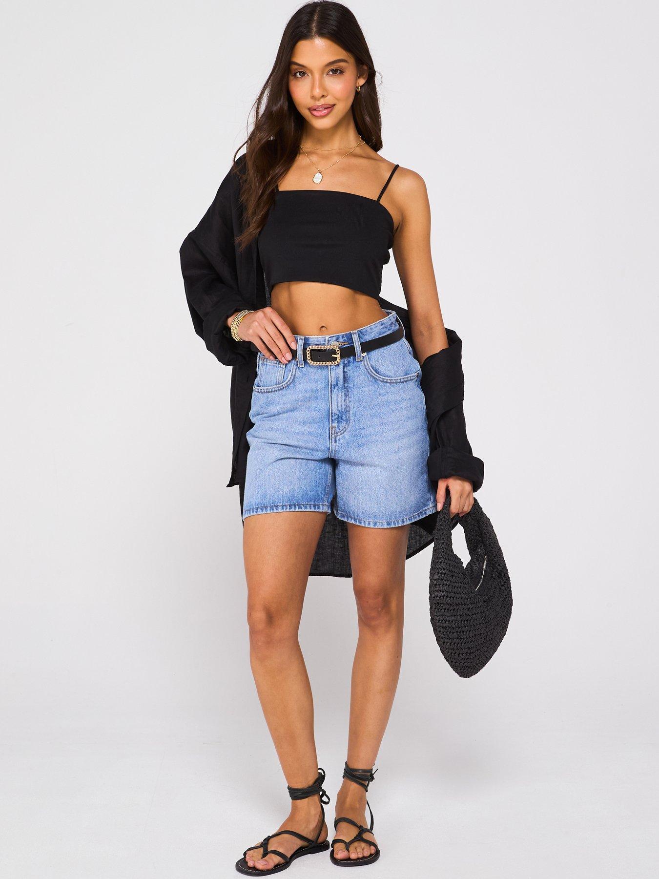  image of v-by-very-denim-bermuda-shorts-mid-wash