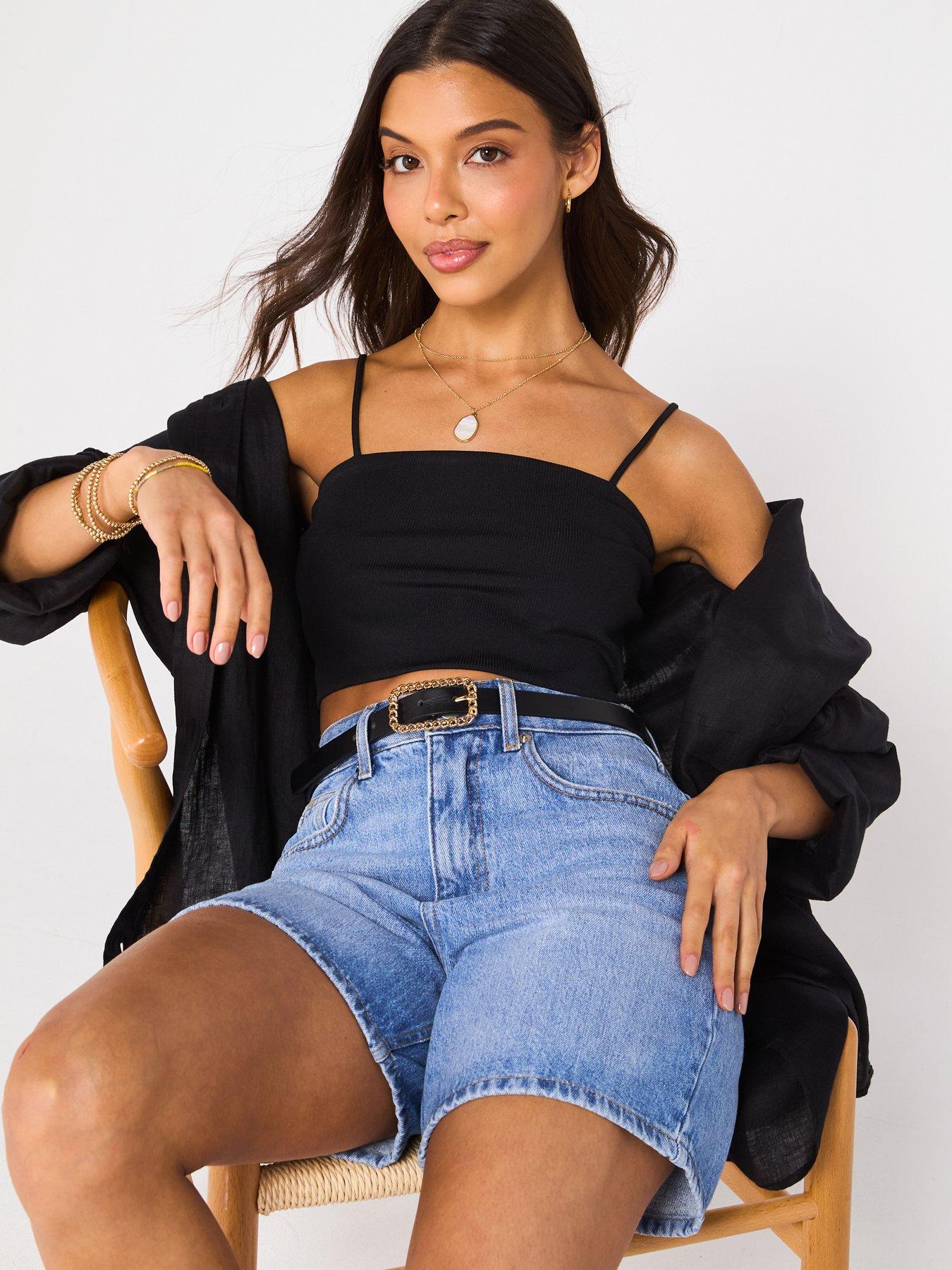  image of v-by-very-denim-bermuda-shorts-mid-wash