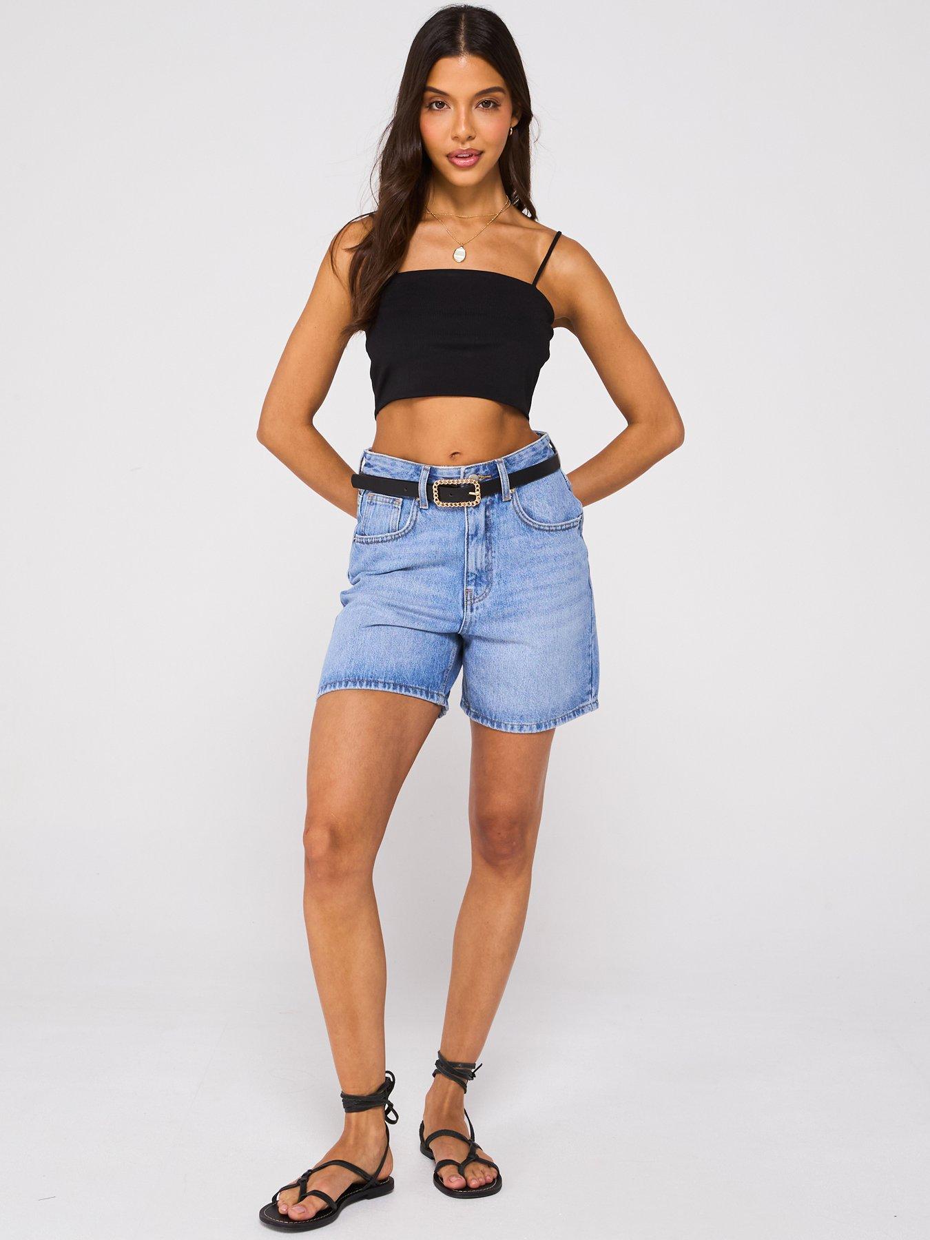  image of v-by-very-denim-bermuda-shorts-mid-wash