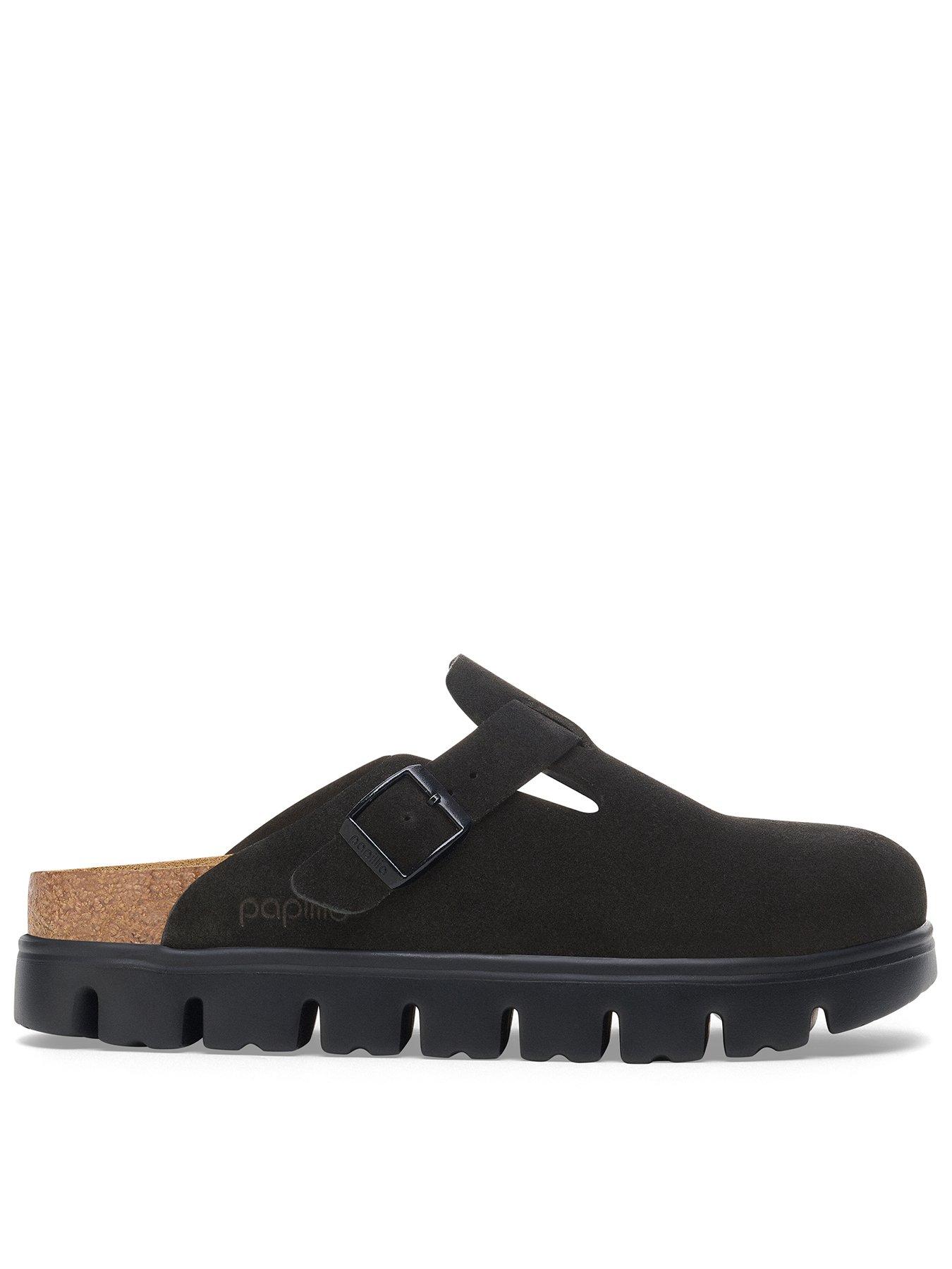  image of birkenstock-boston-chunky-suede-clog-black