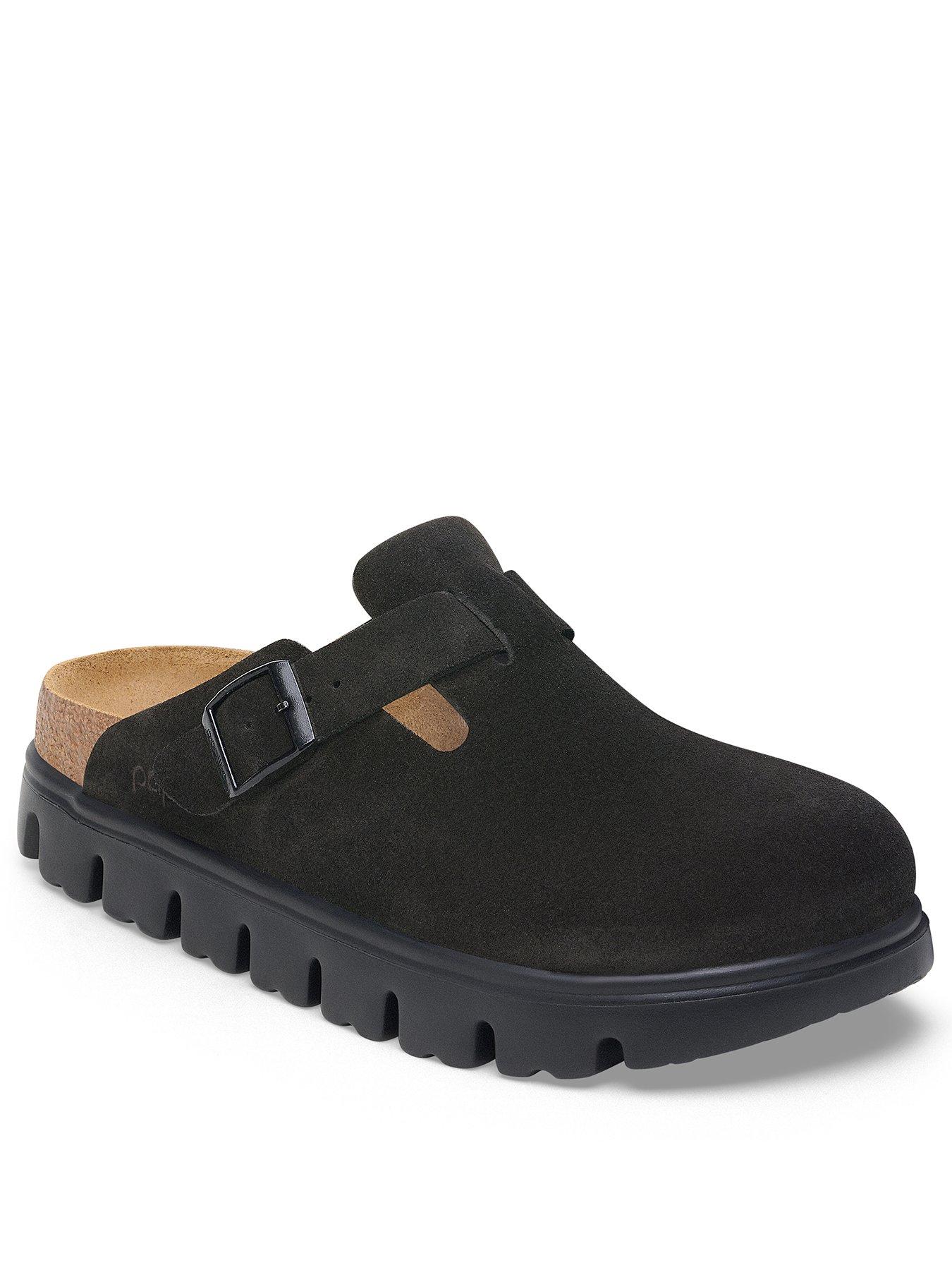  image of birkenstock-boston-chunky-suede-clog-black