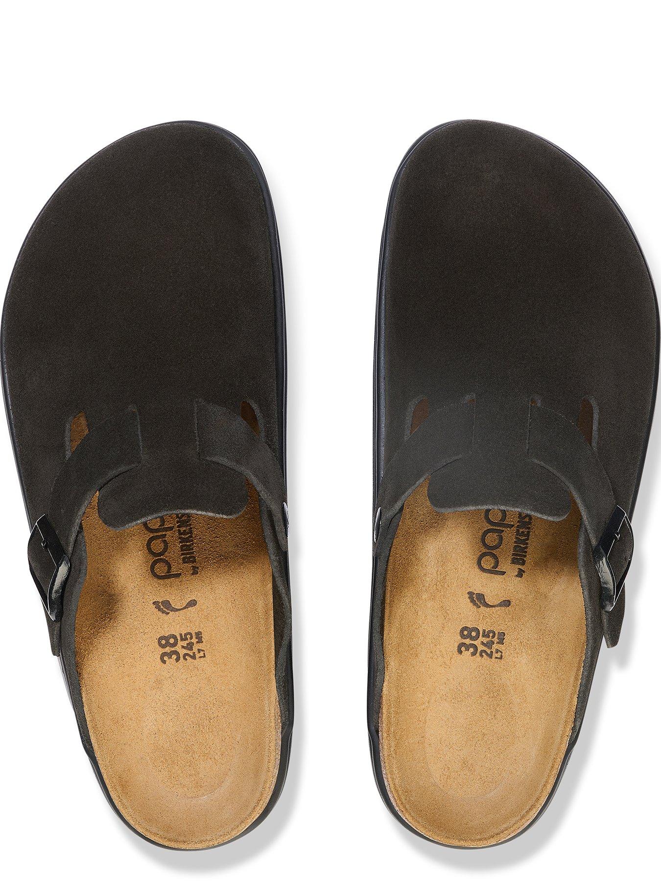  image of birkenstock-boston-chunky-suede-clog-black