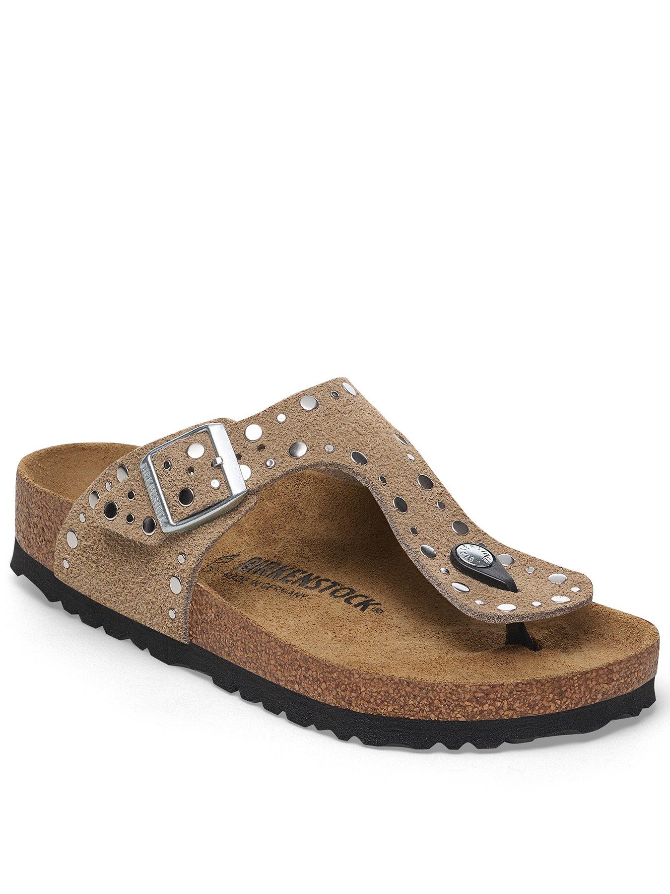 undefined Gizeh Rivet Suede Sandal - Taupe