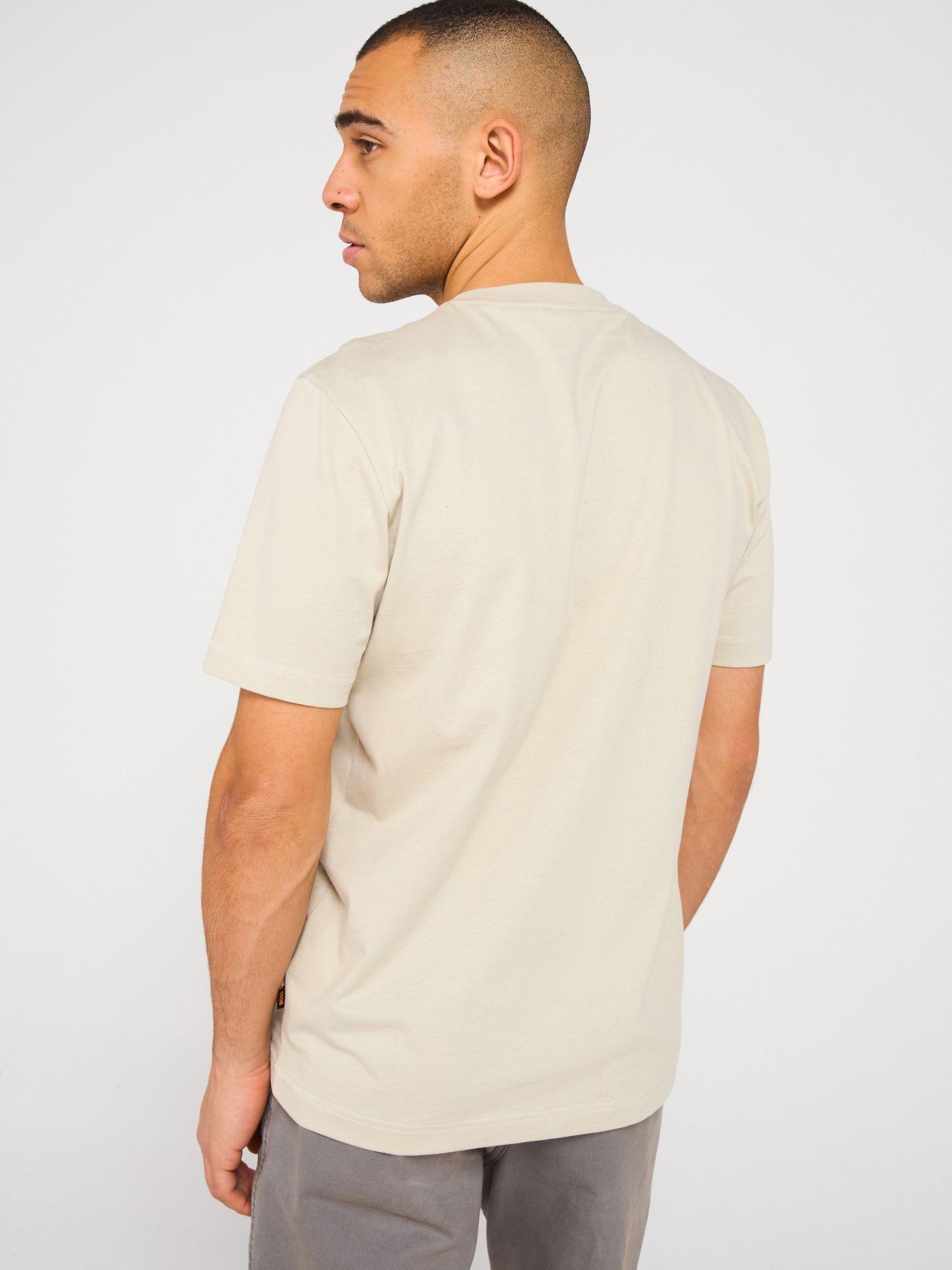  image of boss-te-logotexture-regular-fit-t-shirt-light-beige