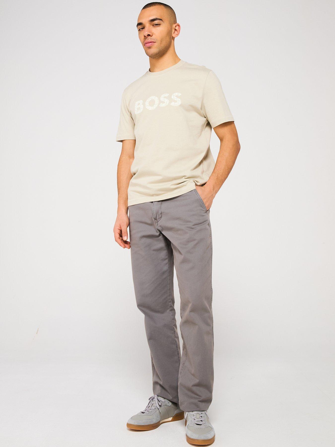  image of boss-te-logotexture-regular-fit-t-shirt-light-beige