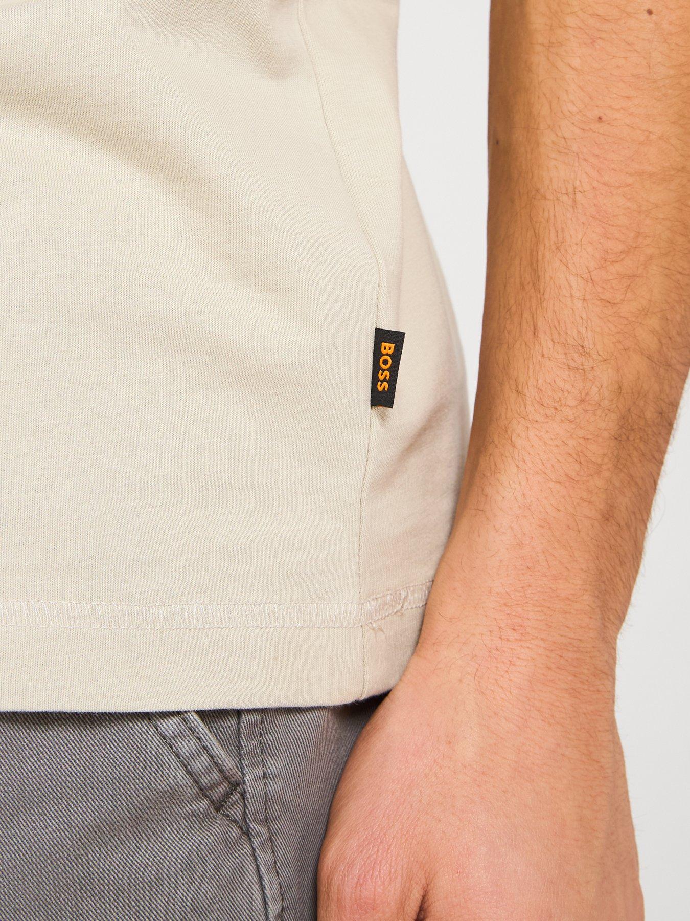  image of boss-te-logotexture-regular-fit-t-shirt-light-beige