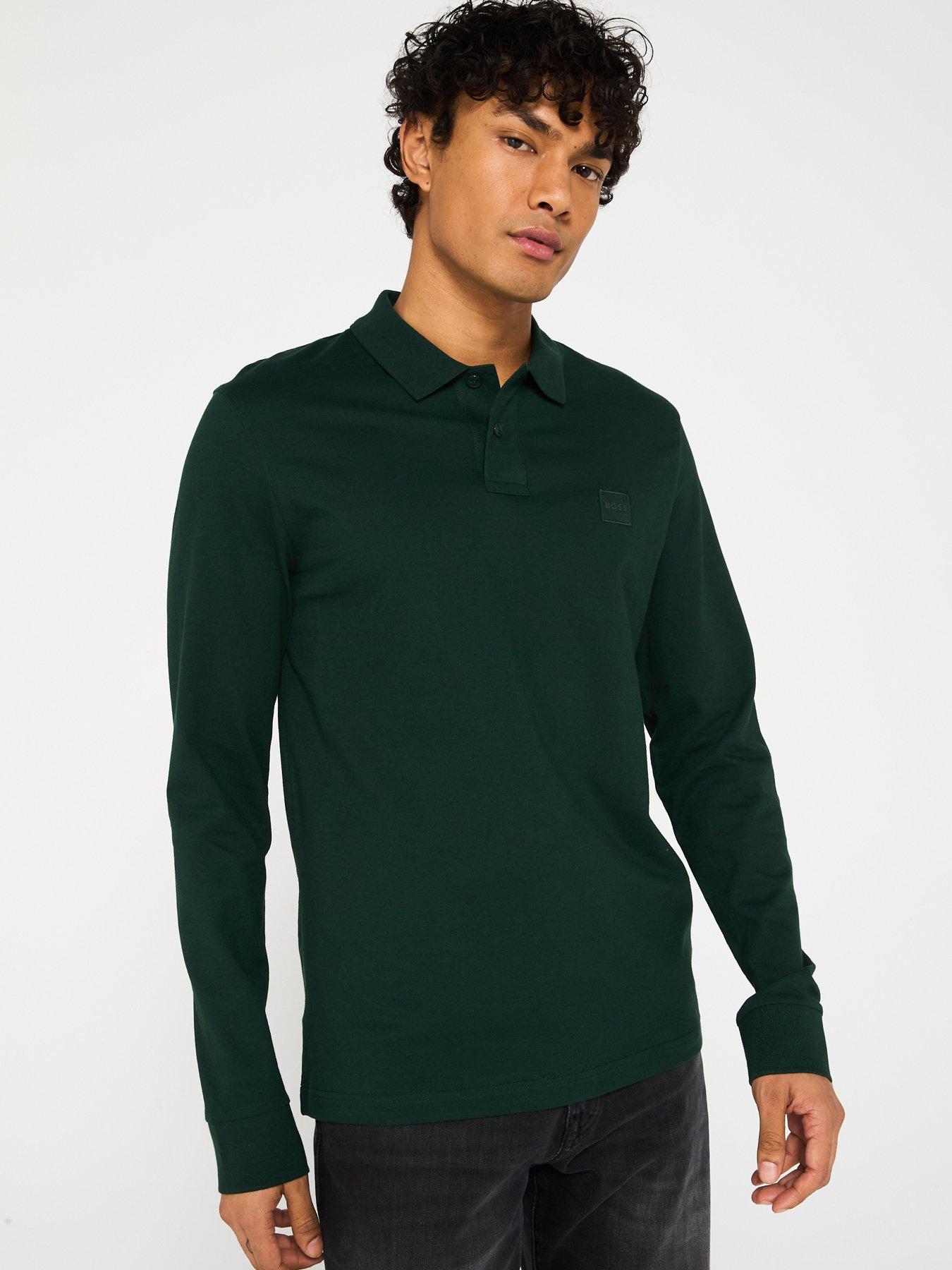 undefined Passerby Long Sleeve Slim Fit Polo Shirt - Dark Green