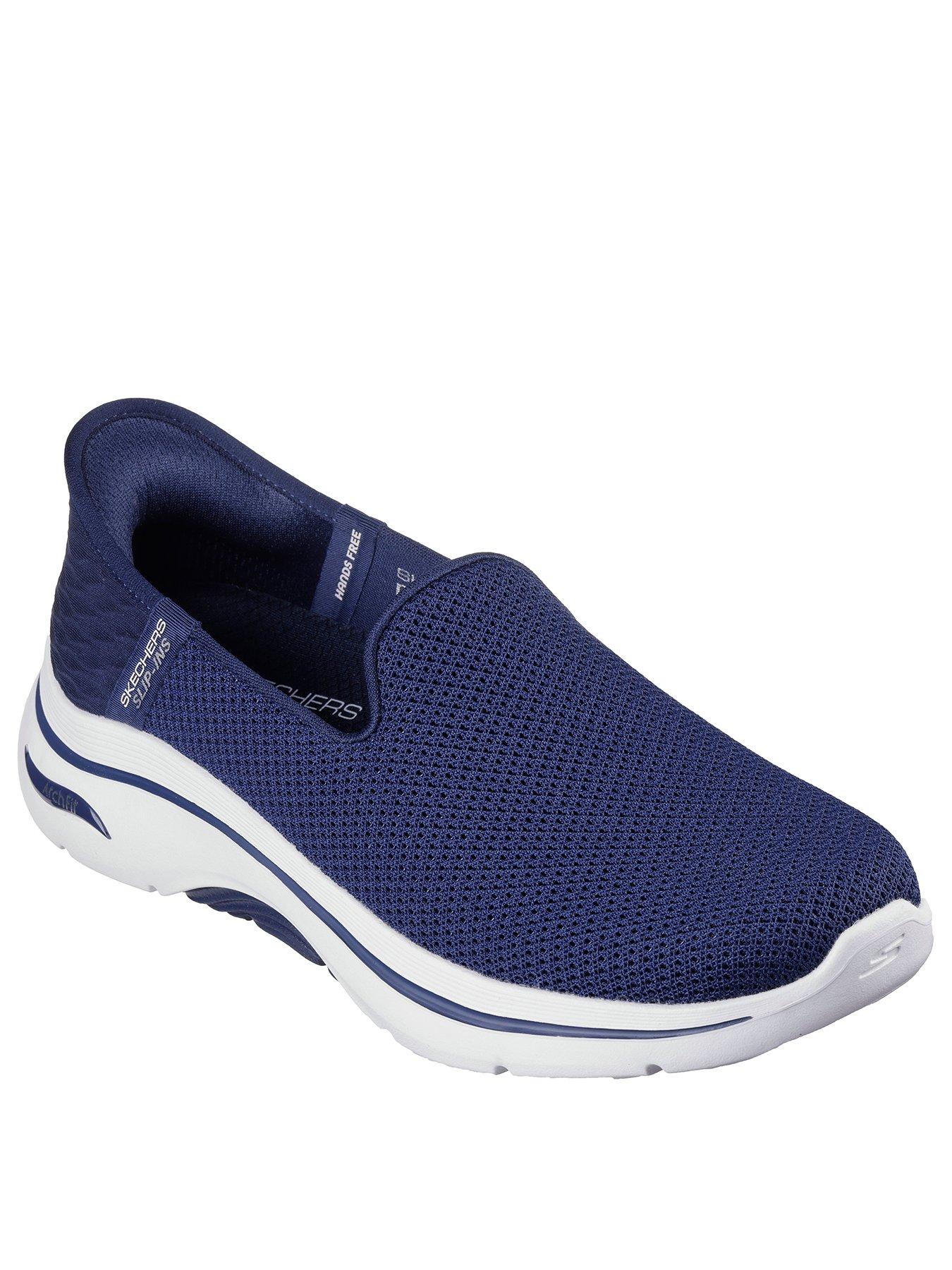  image of skechers-go-walk-arch-fit-20-slip-in-athletic-trainer-navy-textilewhite-trim