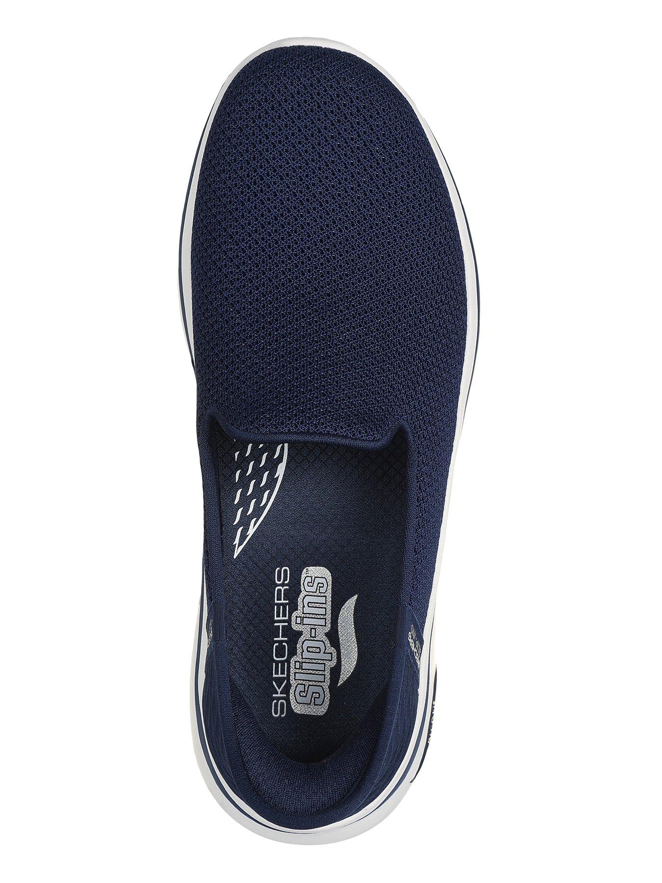  image of skechers-go-walk-arch-fit-20-slip-in-athletic-trainer-navy-textilewhite-trim