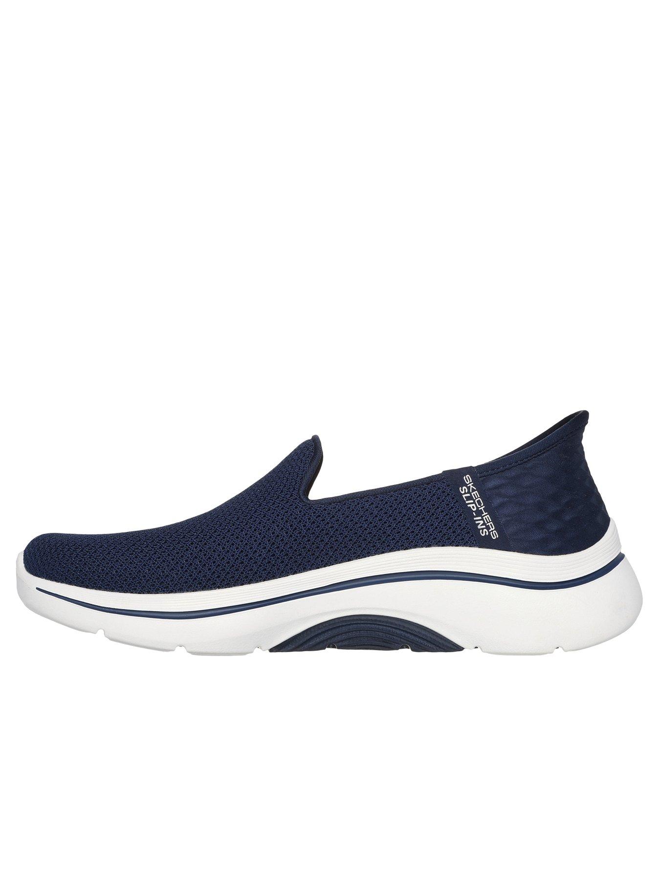  image of skechers-go-walk-arch-fit-20-slip-in-athletic-trainer-navy-textilewhite-trim