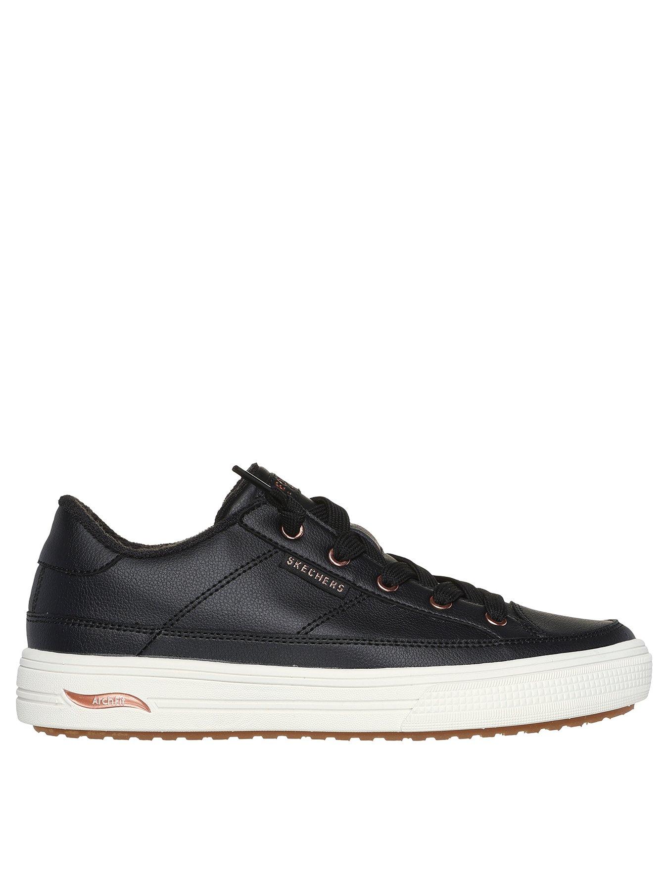  image of skechers-arch-fit-arcade-leather-laced-fashion-trainers-black