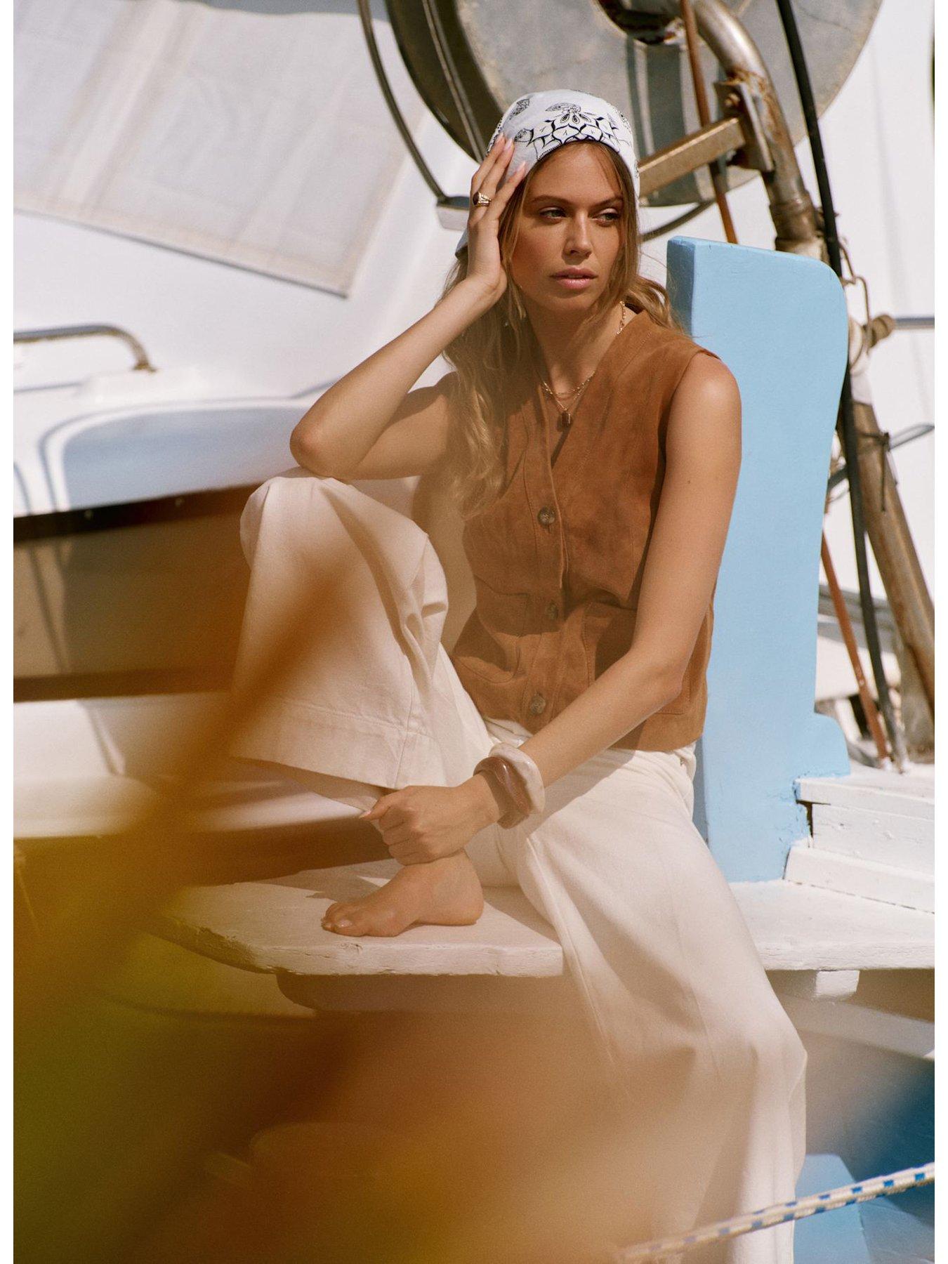  image of mint-velvet-suede-waistcoat--nbsptan