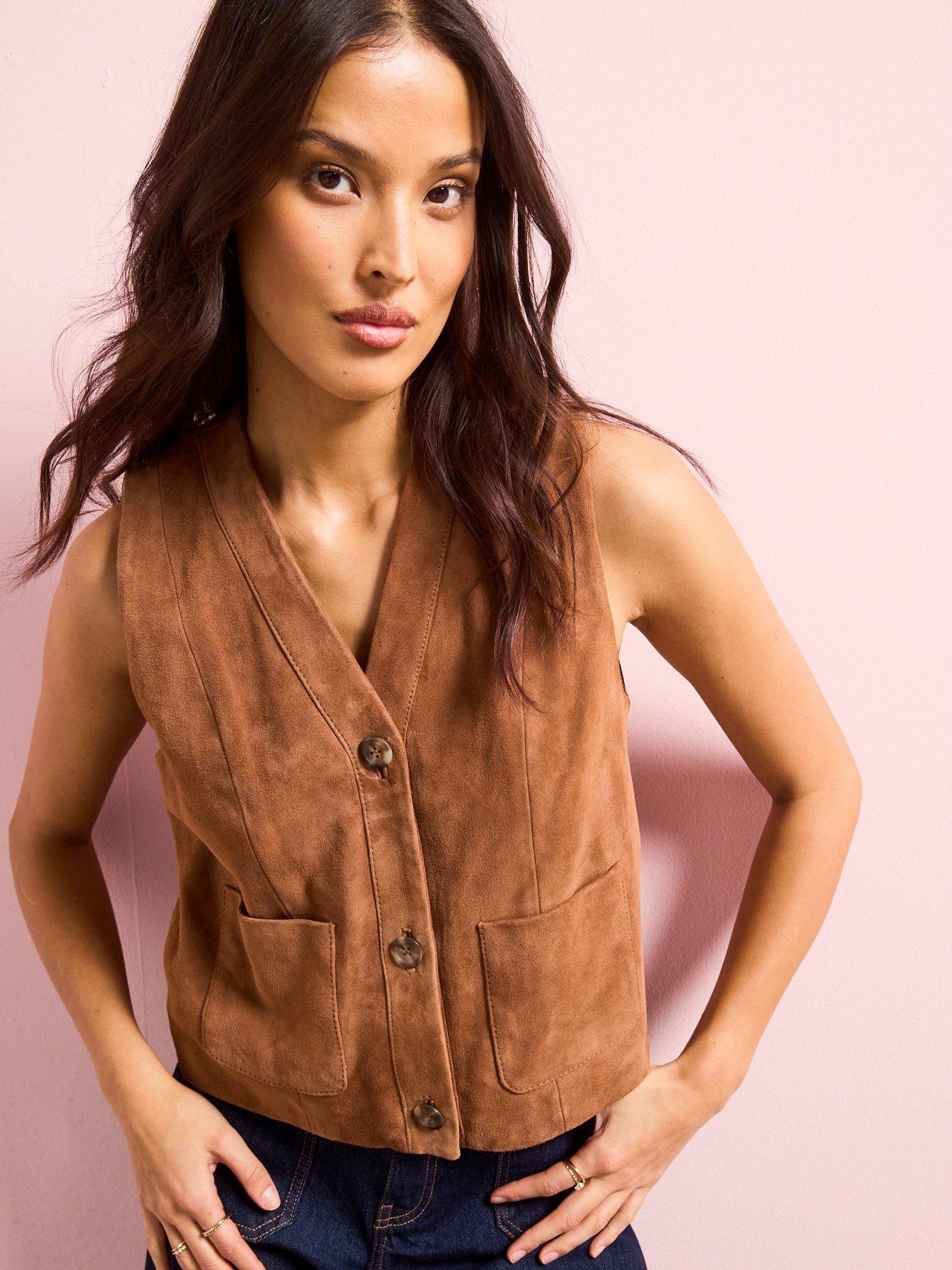 undefined Suede Waistcoat - Tan