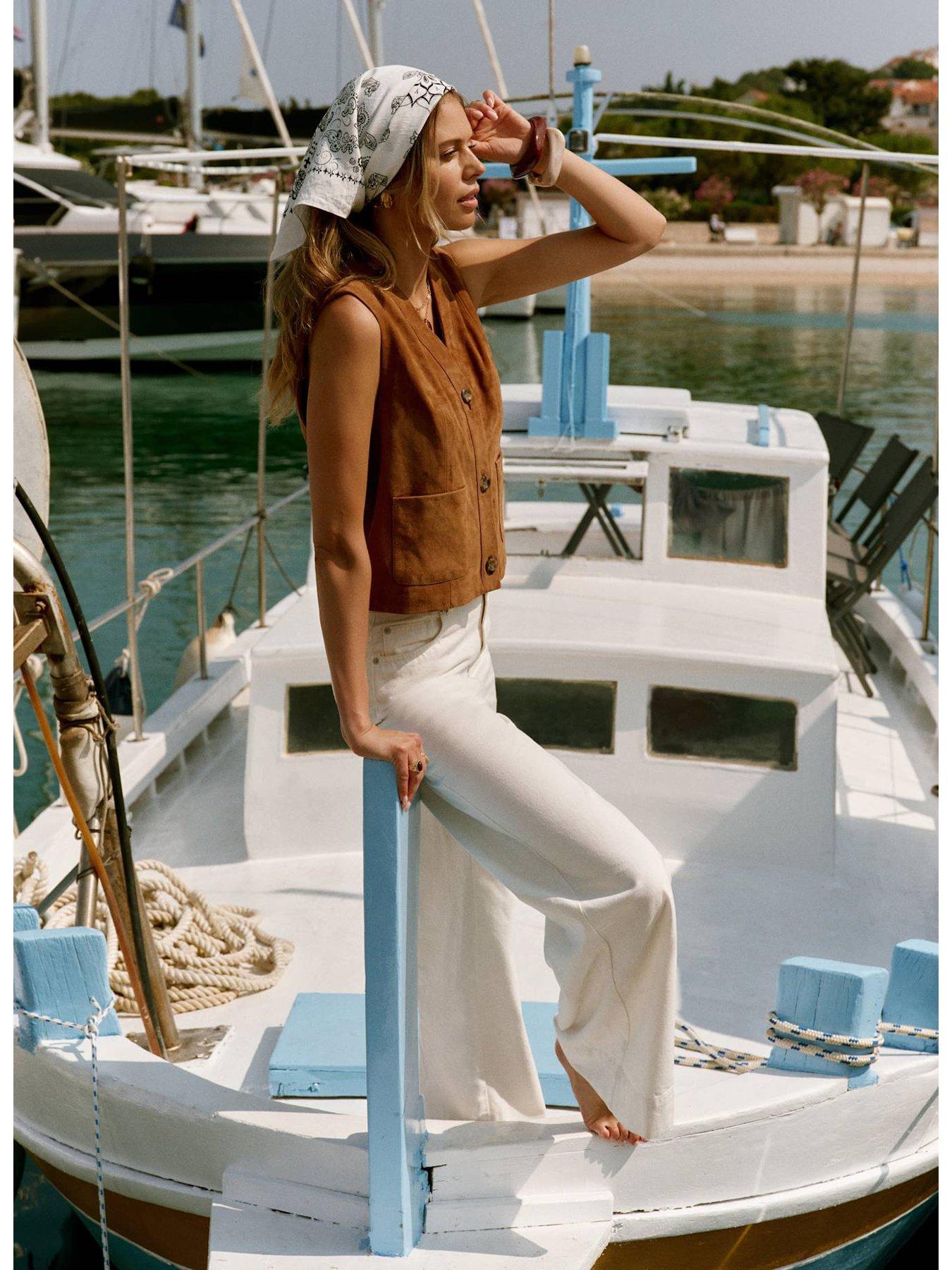  image of mint-velvet-suede-waistcoat--nbsptan