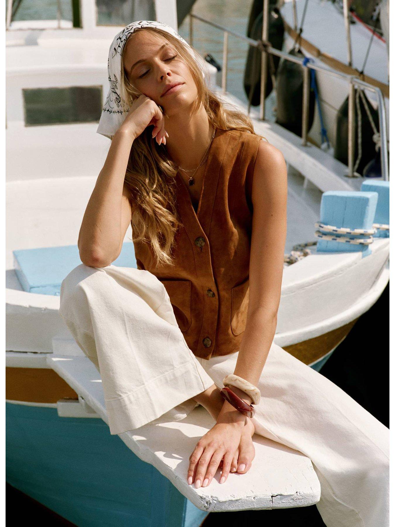  image of mint-velvet-suede-waistcoat--nbsptan