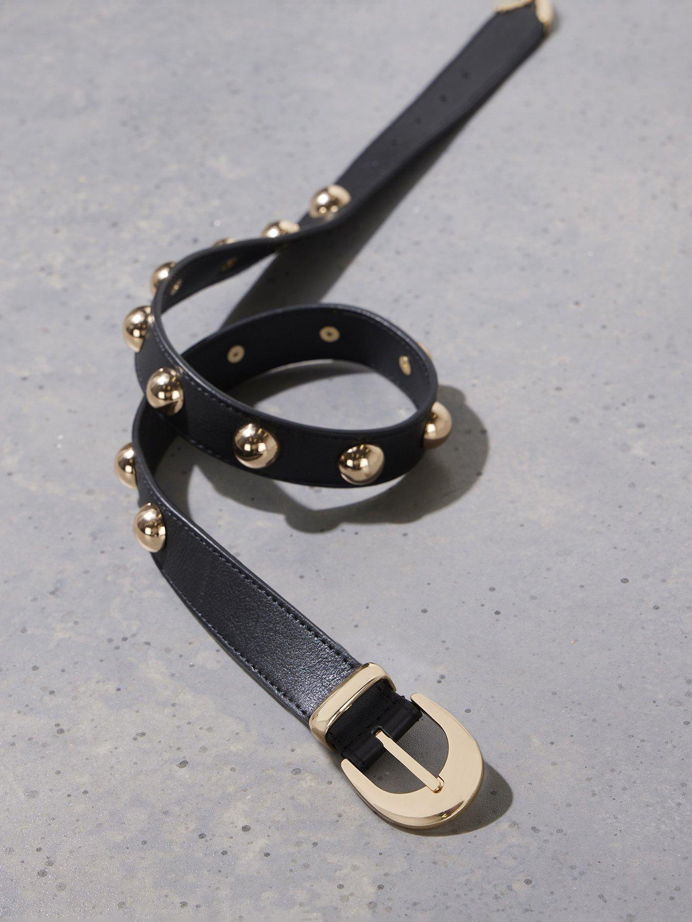  image of mint-velvet-black-statement-leather-belt