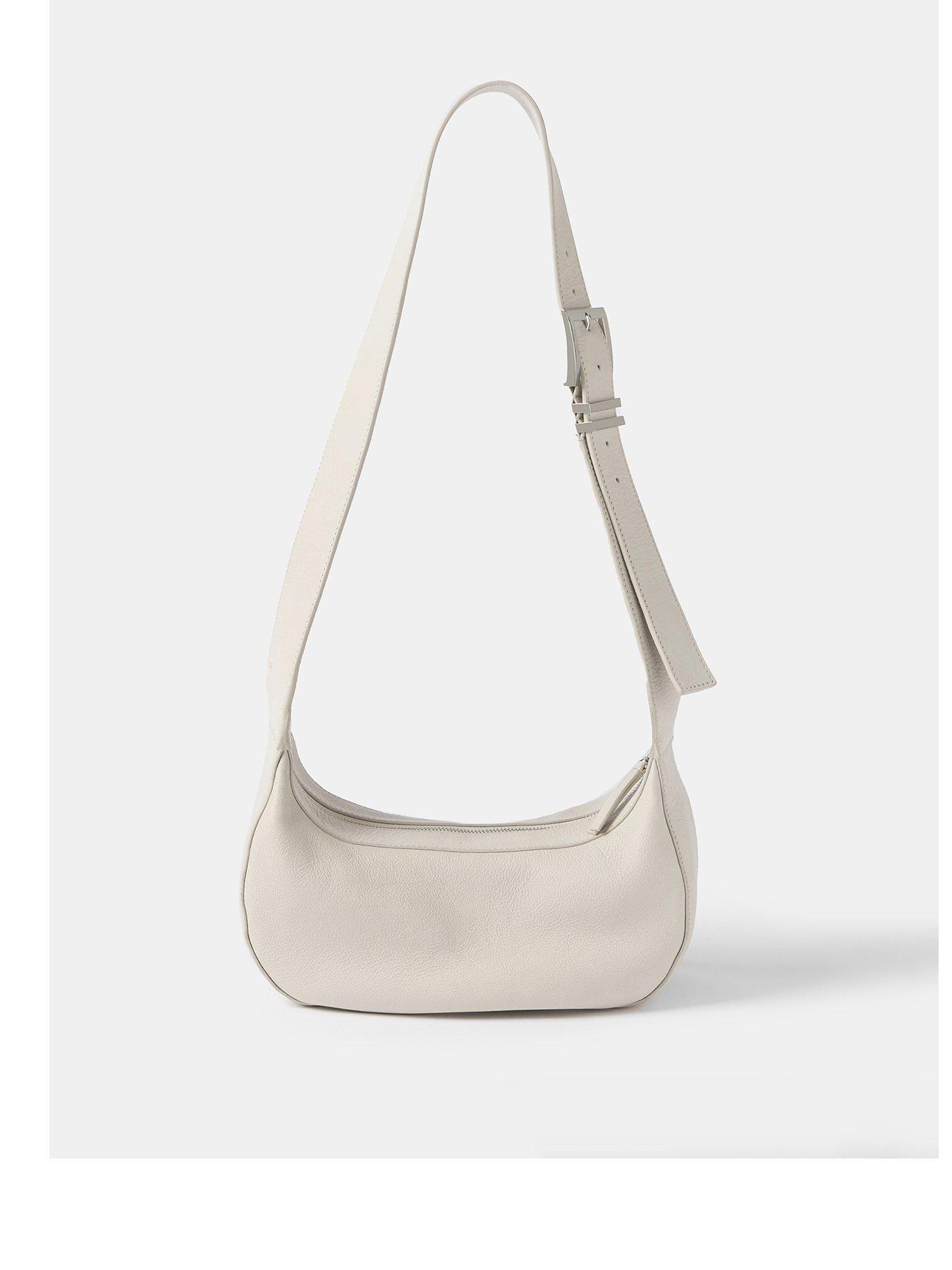 undefined Cream Leather Sling Bag